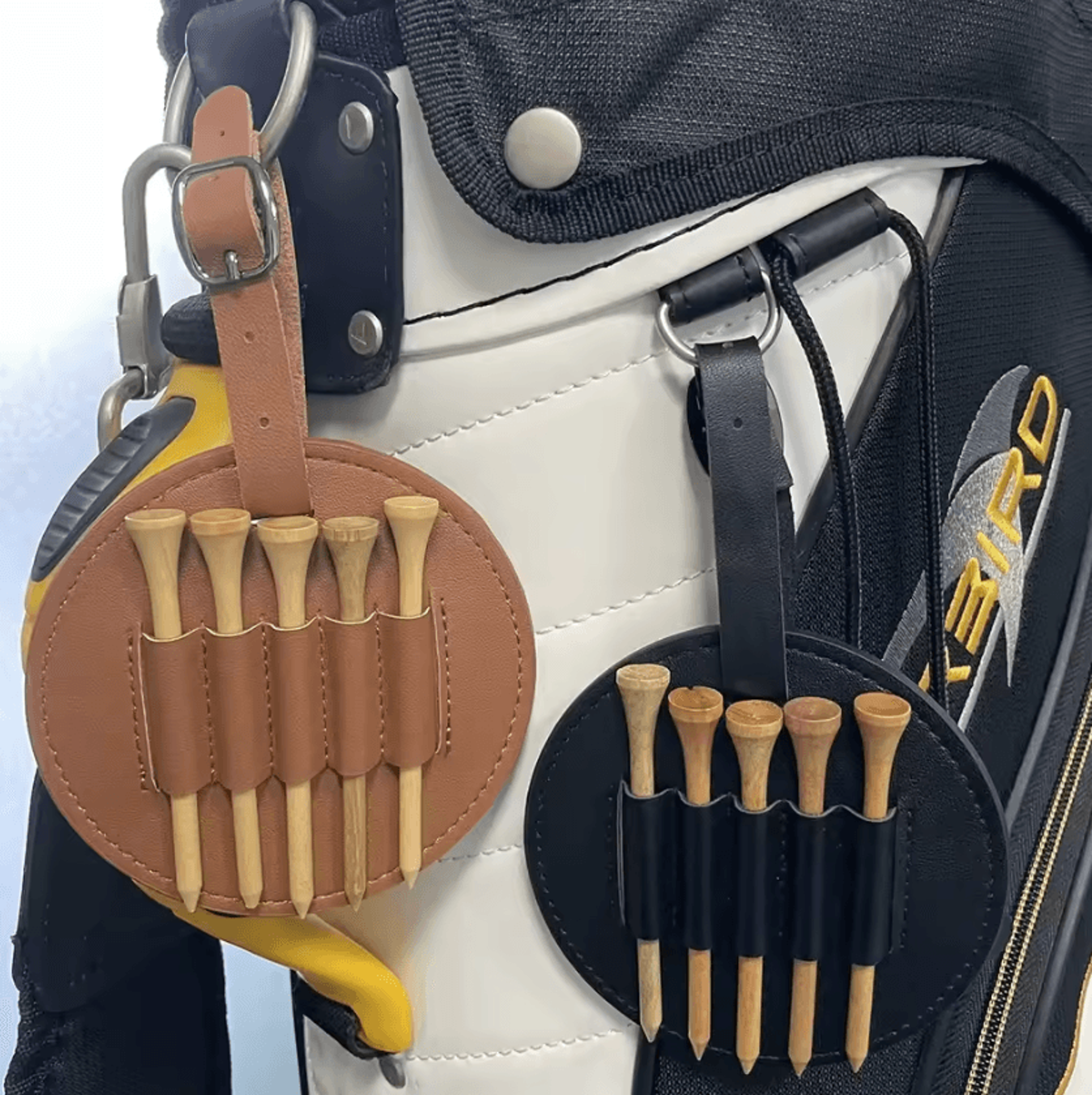round golf ball holder leather storage pouch with belt loop