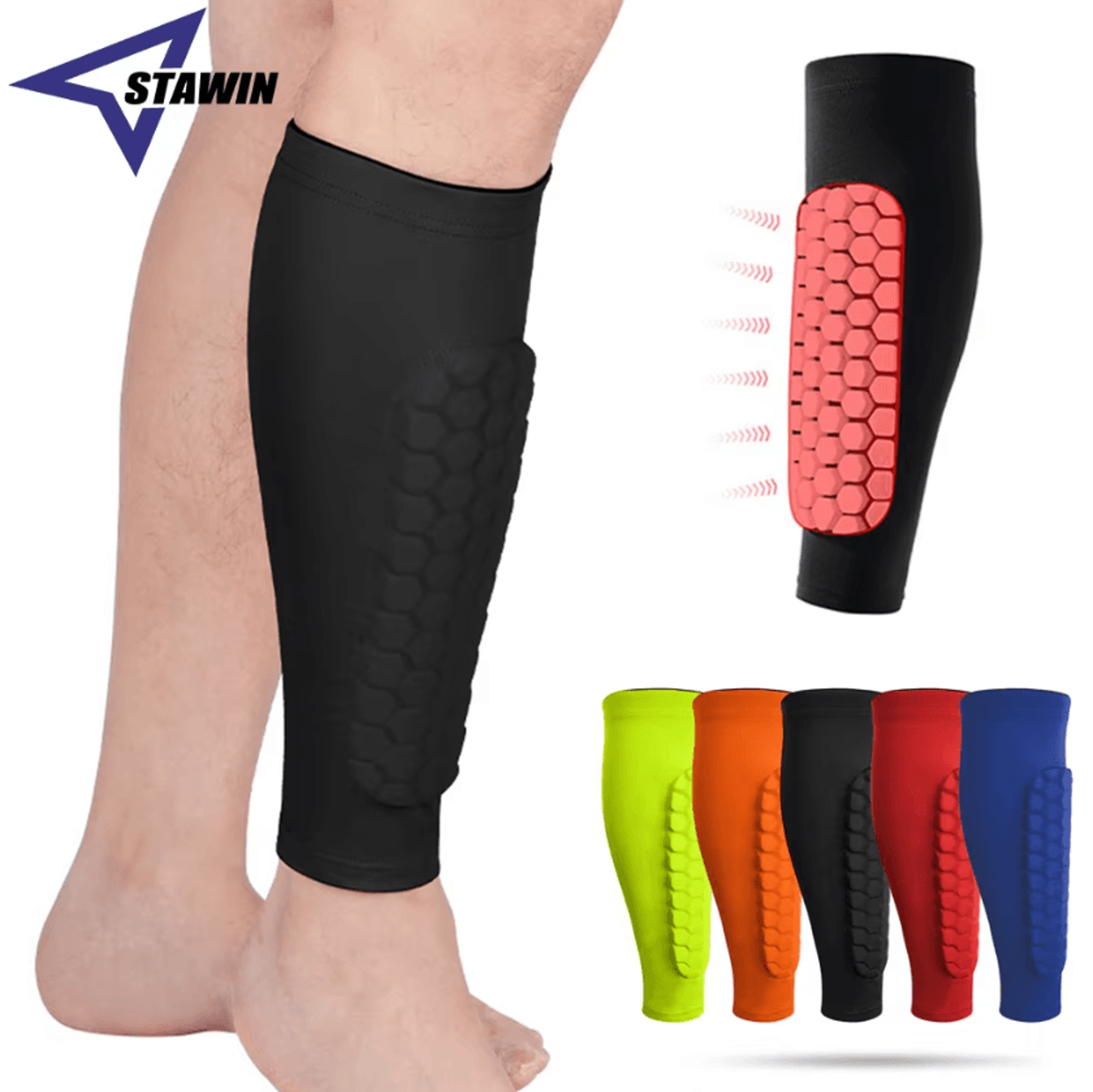 soccer shin guard compression sleeve with honeycomb padding for kids and adults