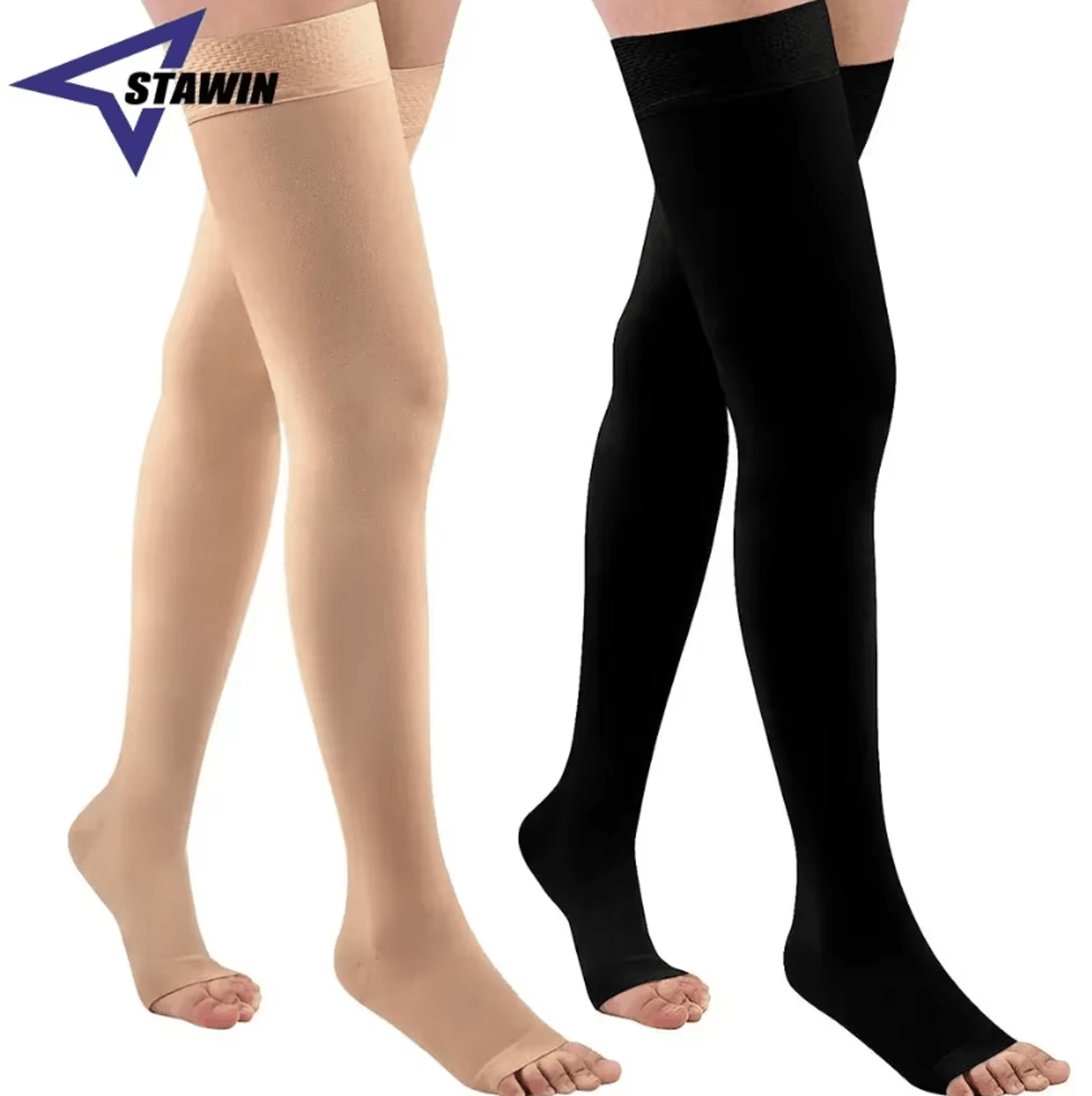 20–32 mmhg thigh high compression stockings open toe support socks for women and men