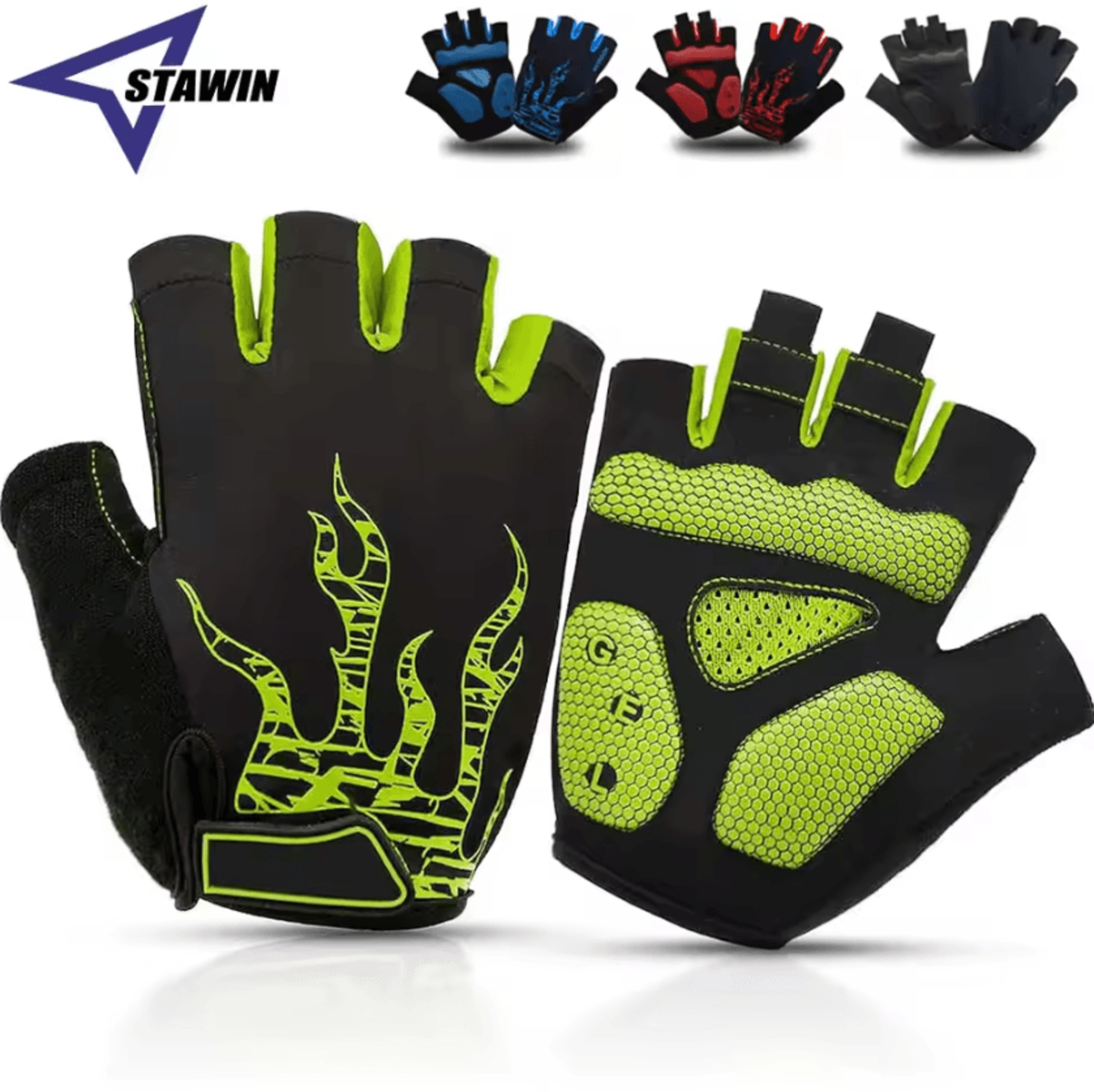half finger cycling gloves with 5mm gel padding for road bike mtb and fitness training