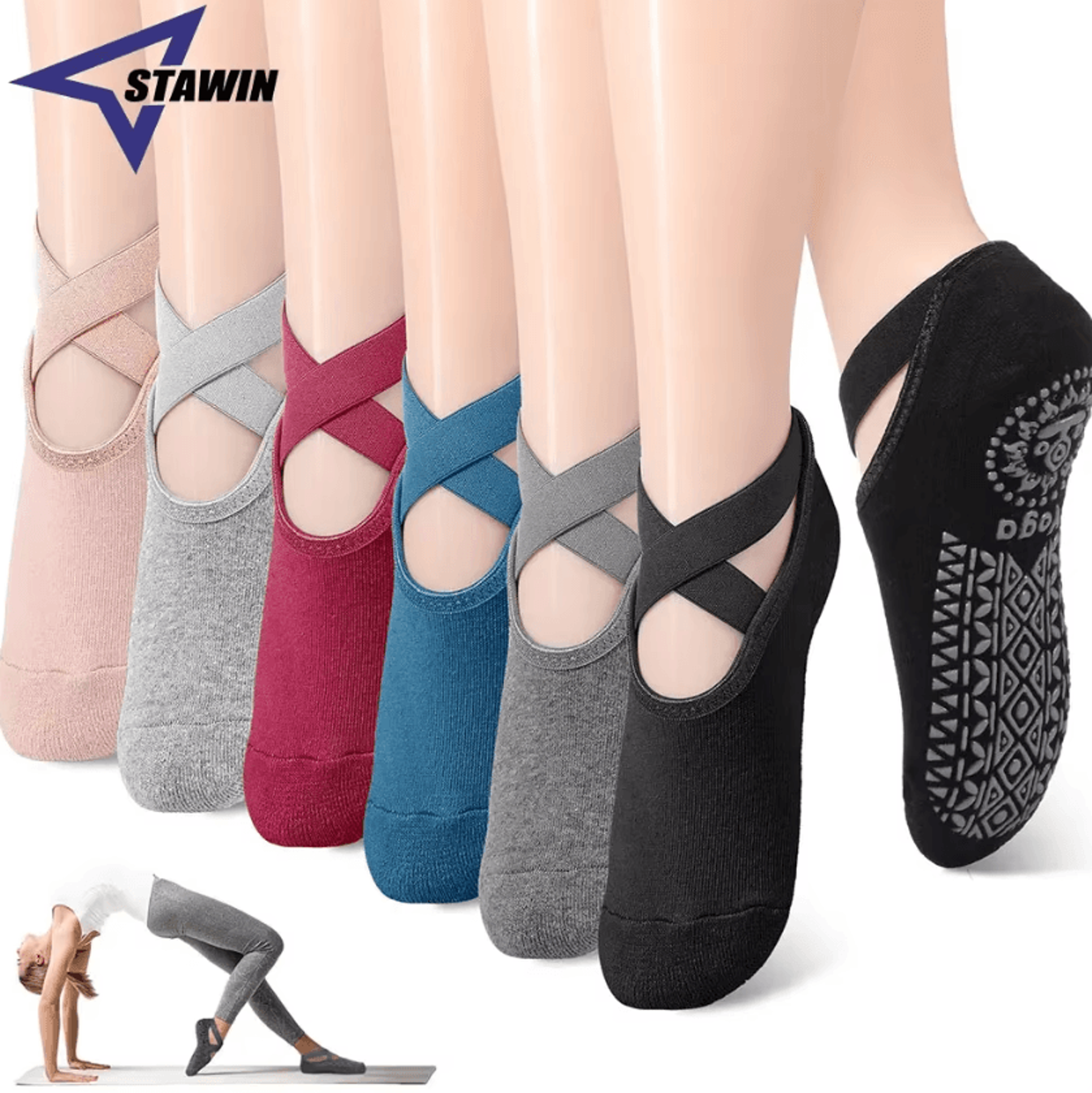 non slip yoga socks with straps for pilates barre ballet and dance