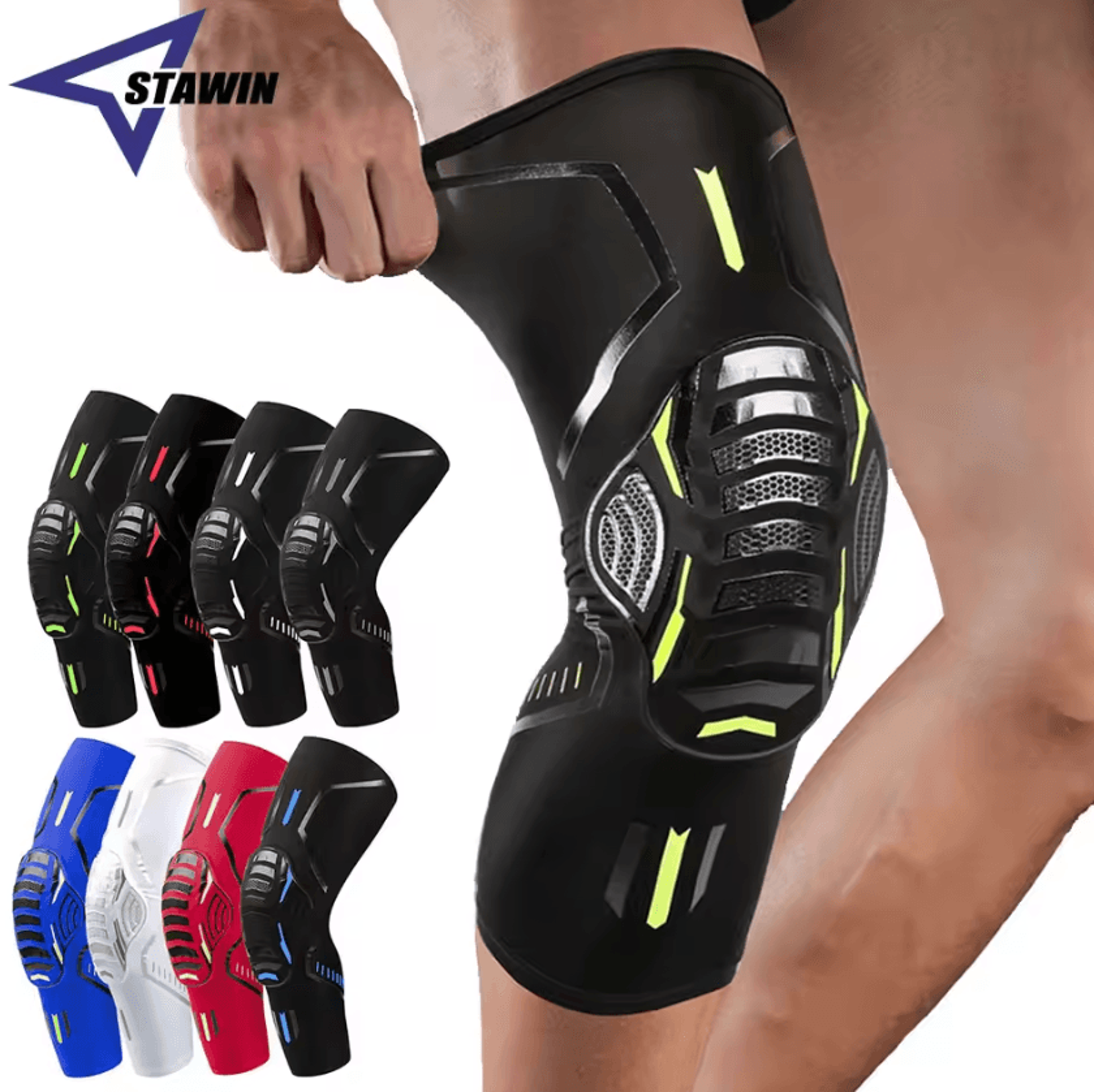 compression knee sleeve with shock absorbing support for running sports and joint stability
