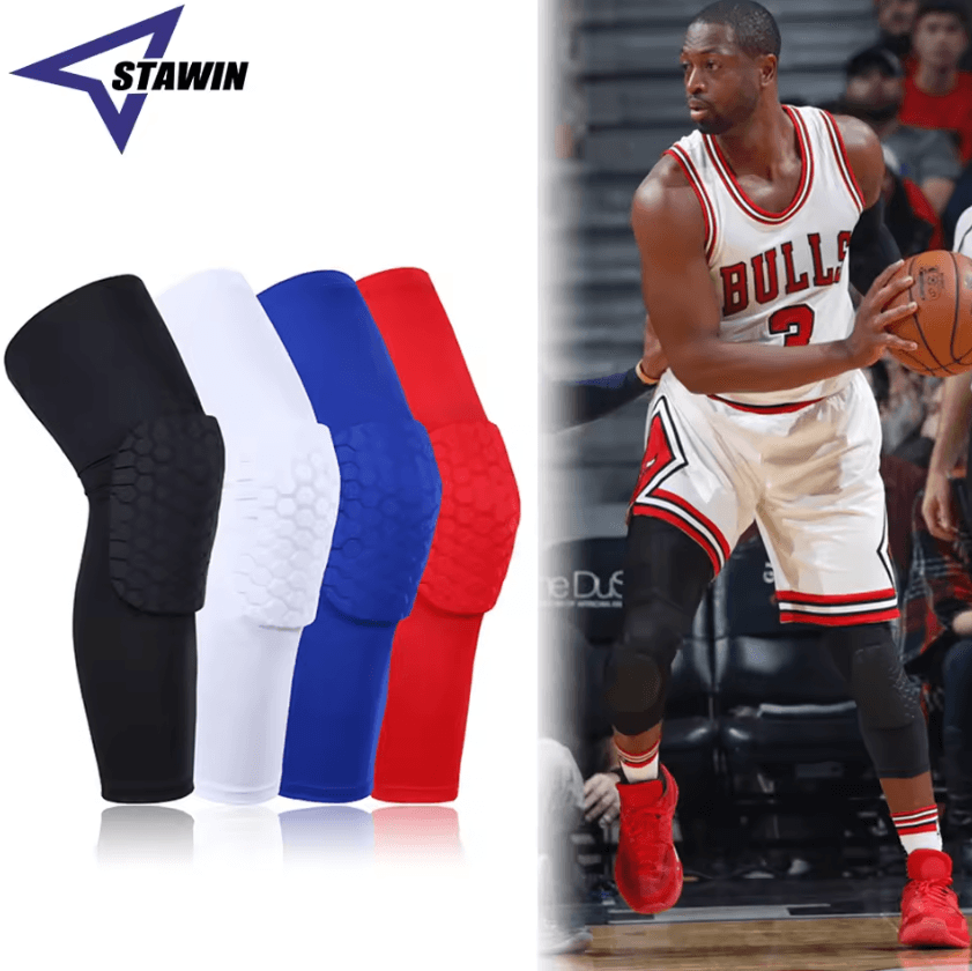 long compression knee sleeve with knee pad for basketball running cycling and sports