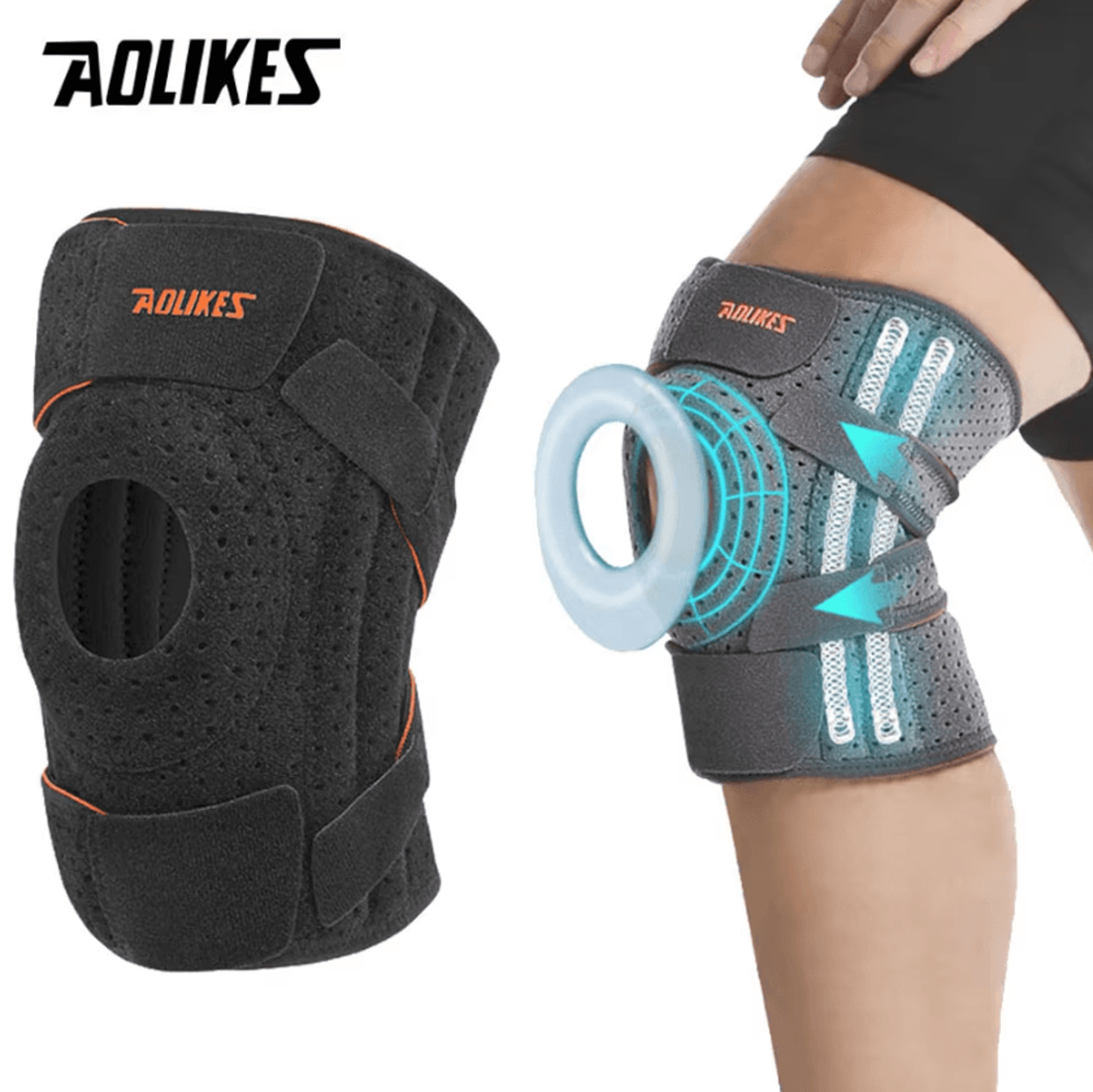 aolikes knee brace with side stabilizers and patella gel pad for running cycling and hiking