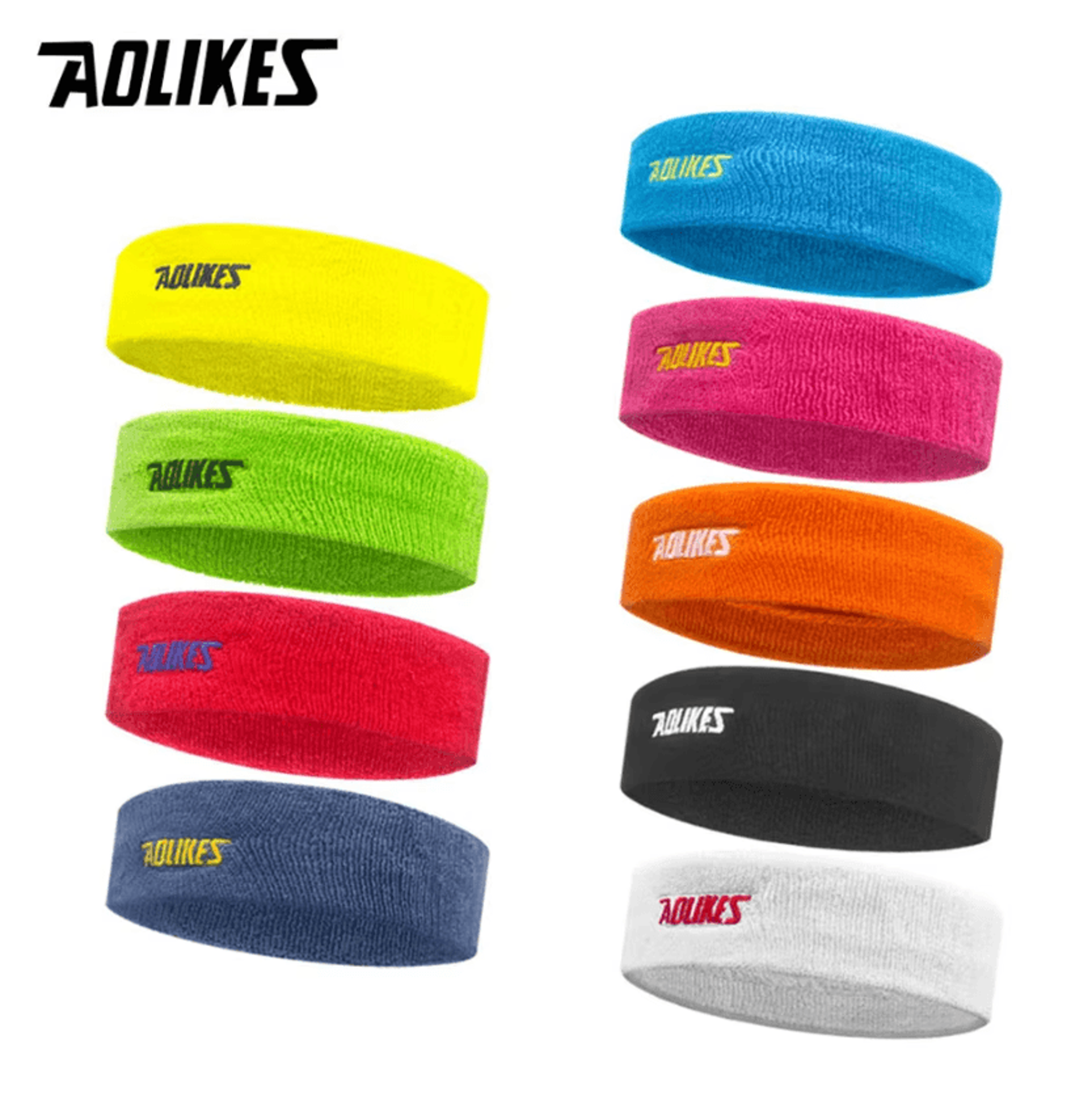 aolikes cotton sports sweat headband for running tennis yoga and fitness