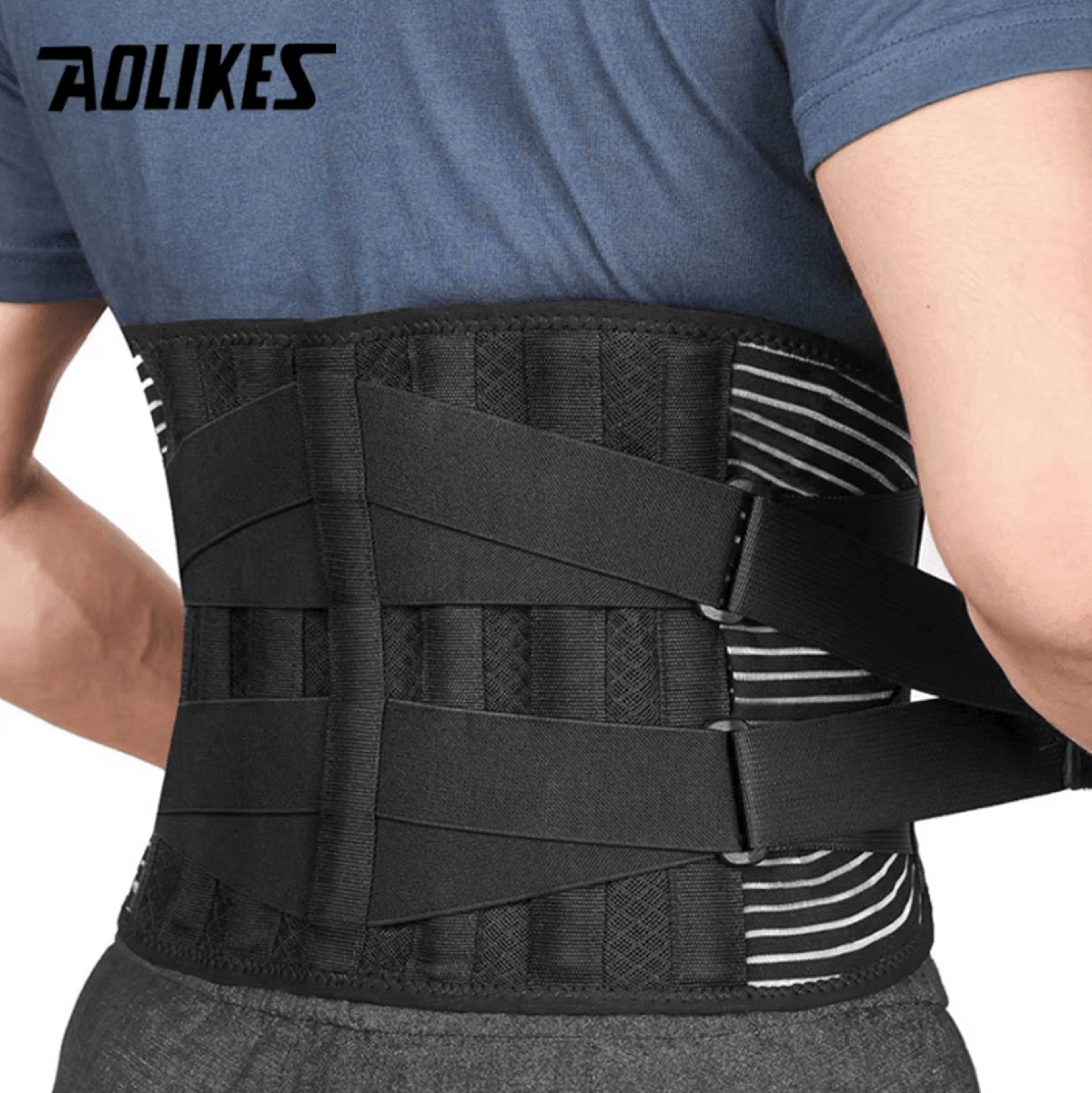 aolikes lower back brace with 6 support stays and adjustable lumbar support belt