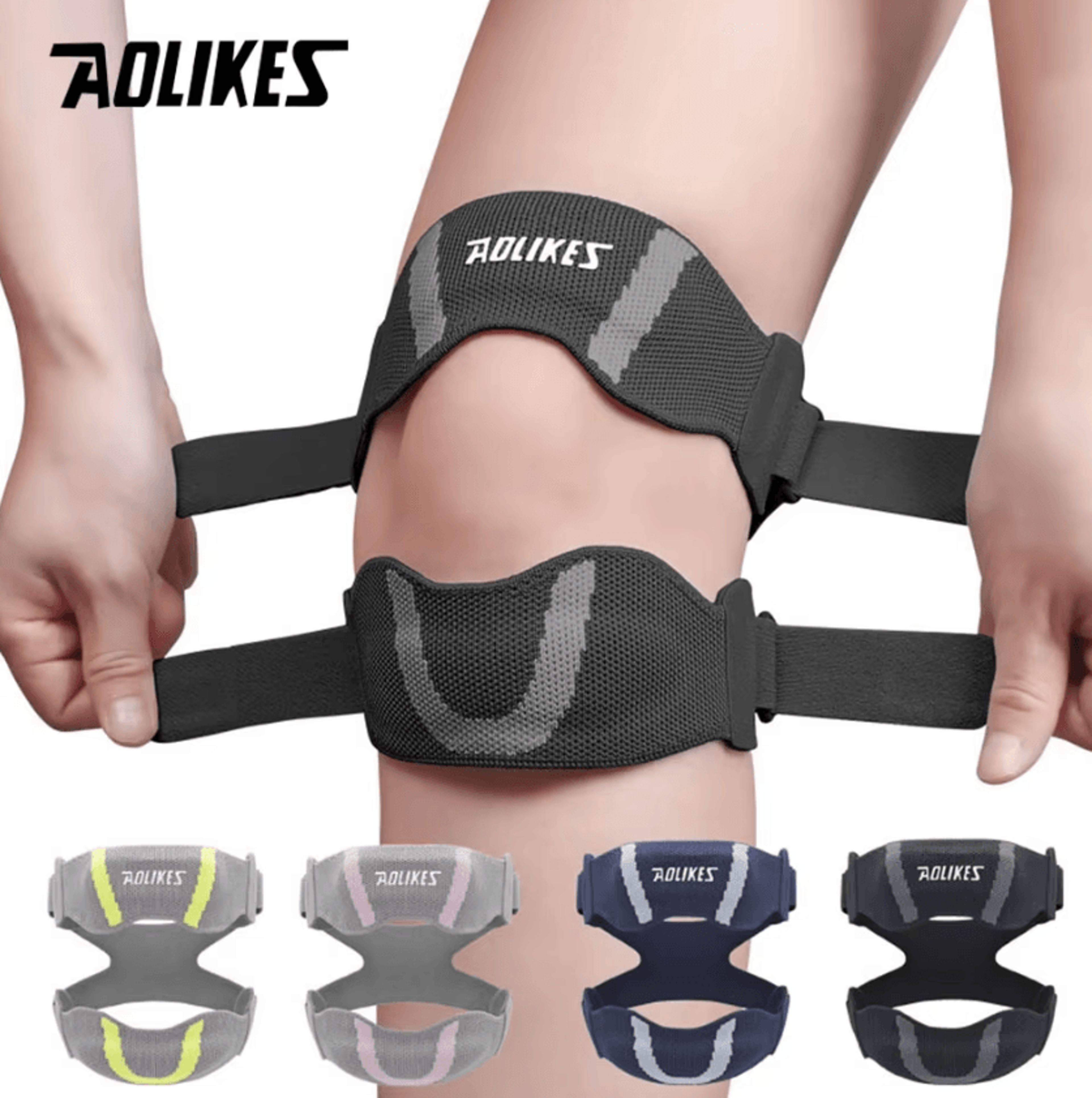aolikes adjustable patella knee strap with knee support for basketball running and sports