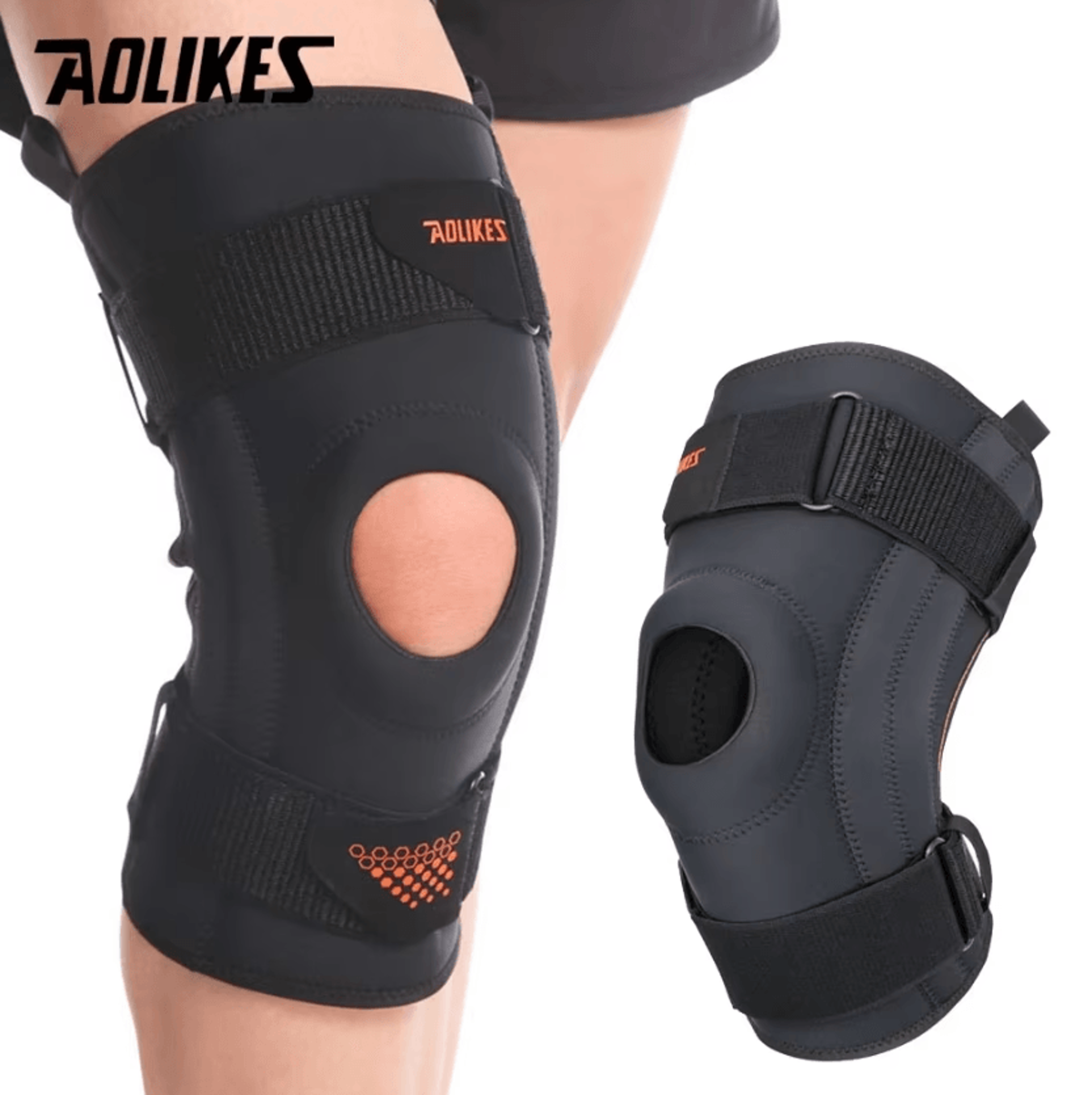 aolikes knee brace with side stabilizers and gel patella pad for sports and everyday support