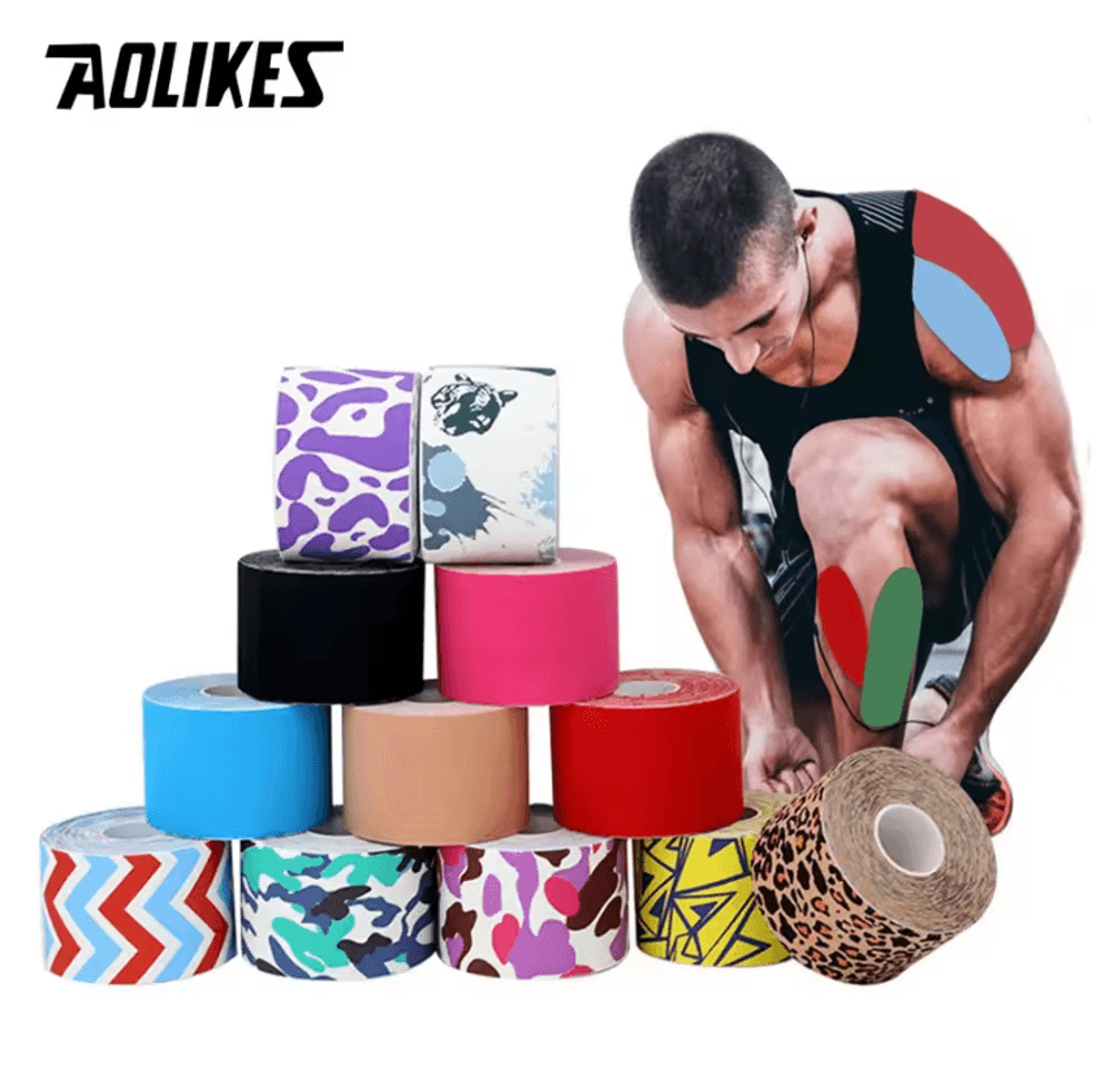 aolikes printed kinesiology tape waterproof sports muscle tape for muscle & joint support