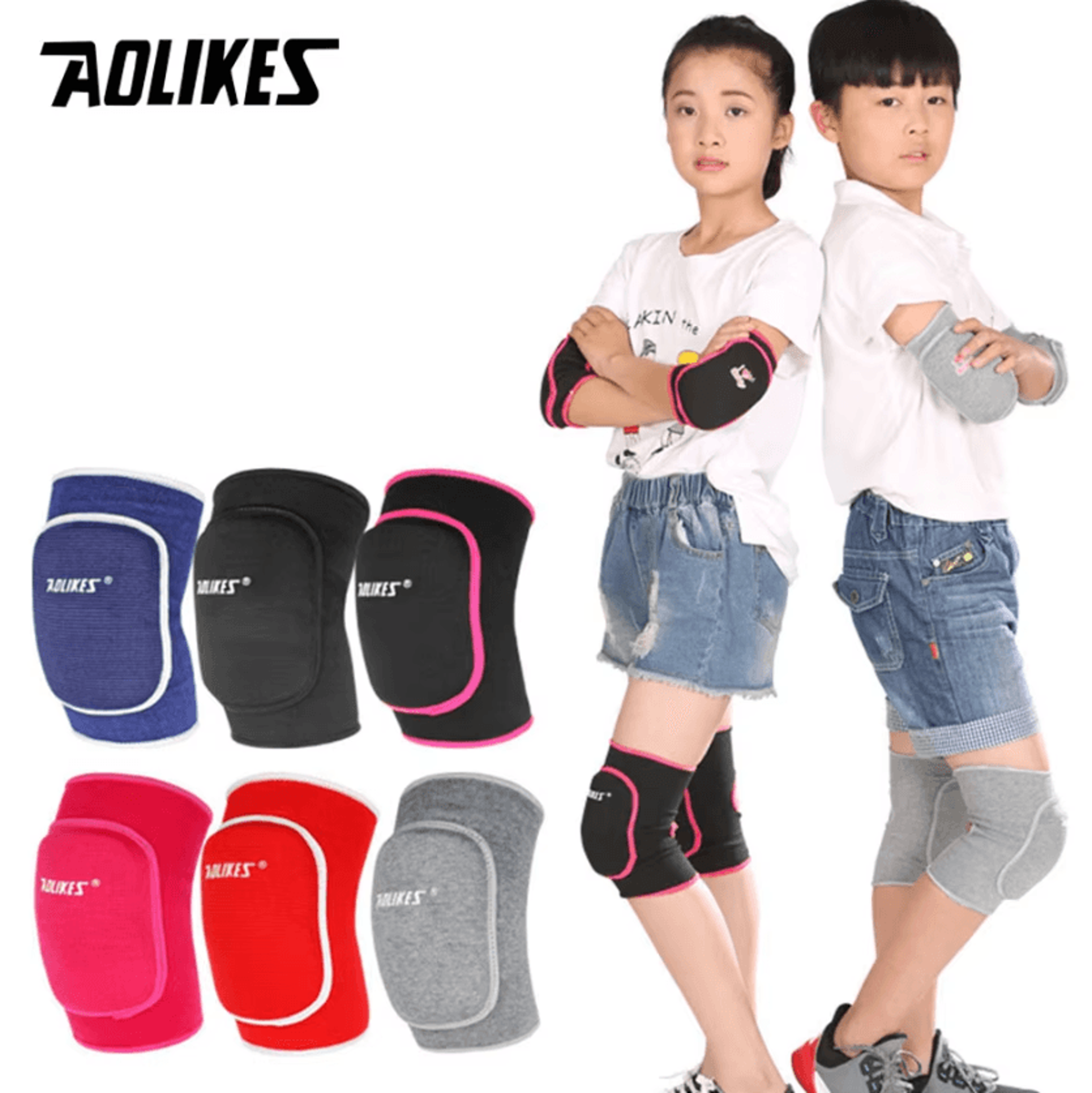 aolikes kids knee pads thick sponge children's knee support for dance, volleyball & sports