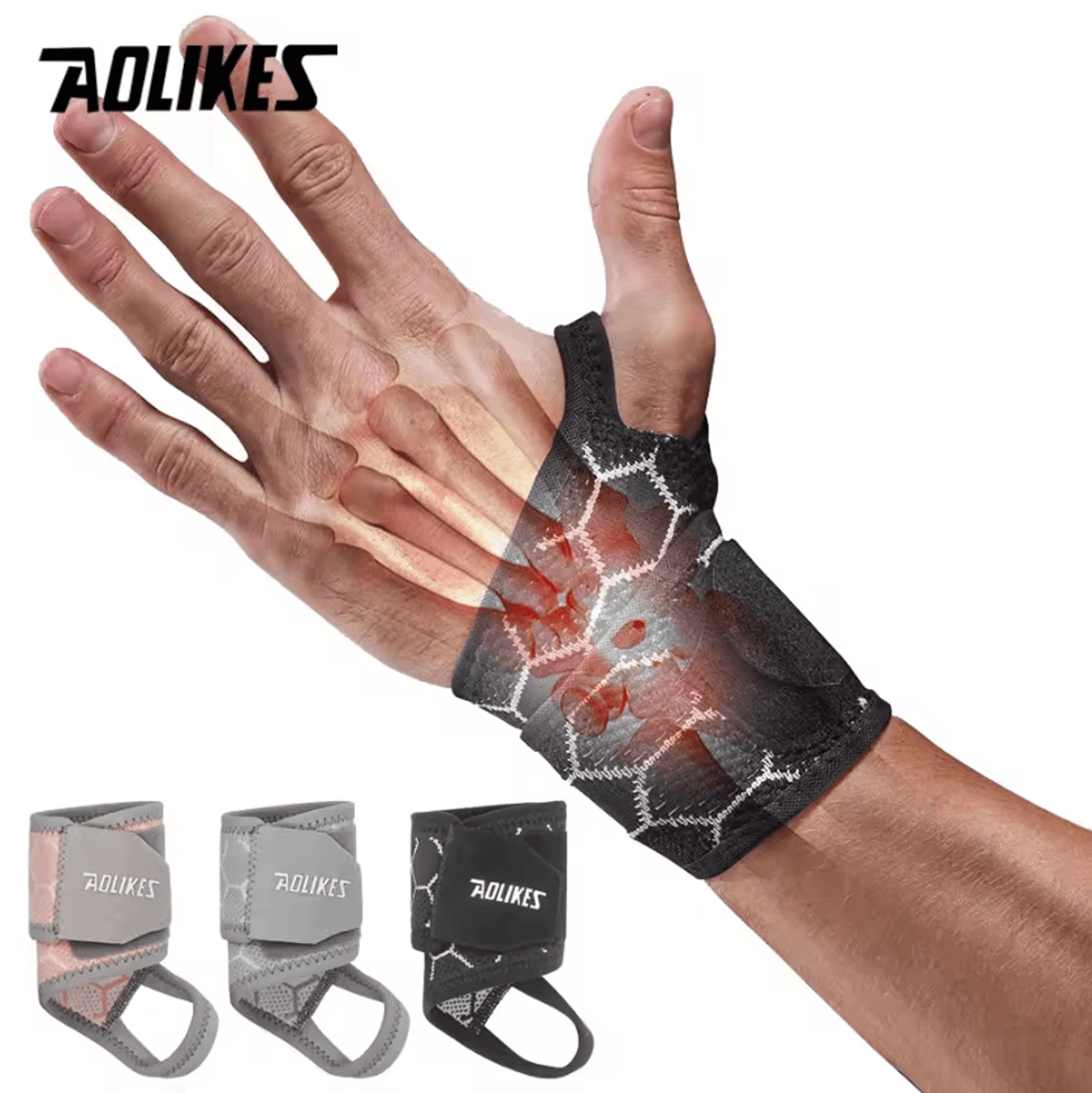 aolikes compression wrist brace adjustable carpal tunnel wrist support for work, typing & daily comfort