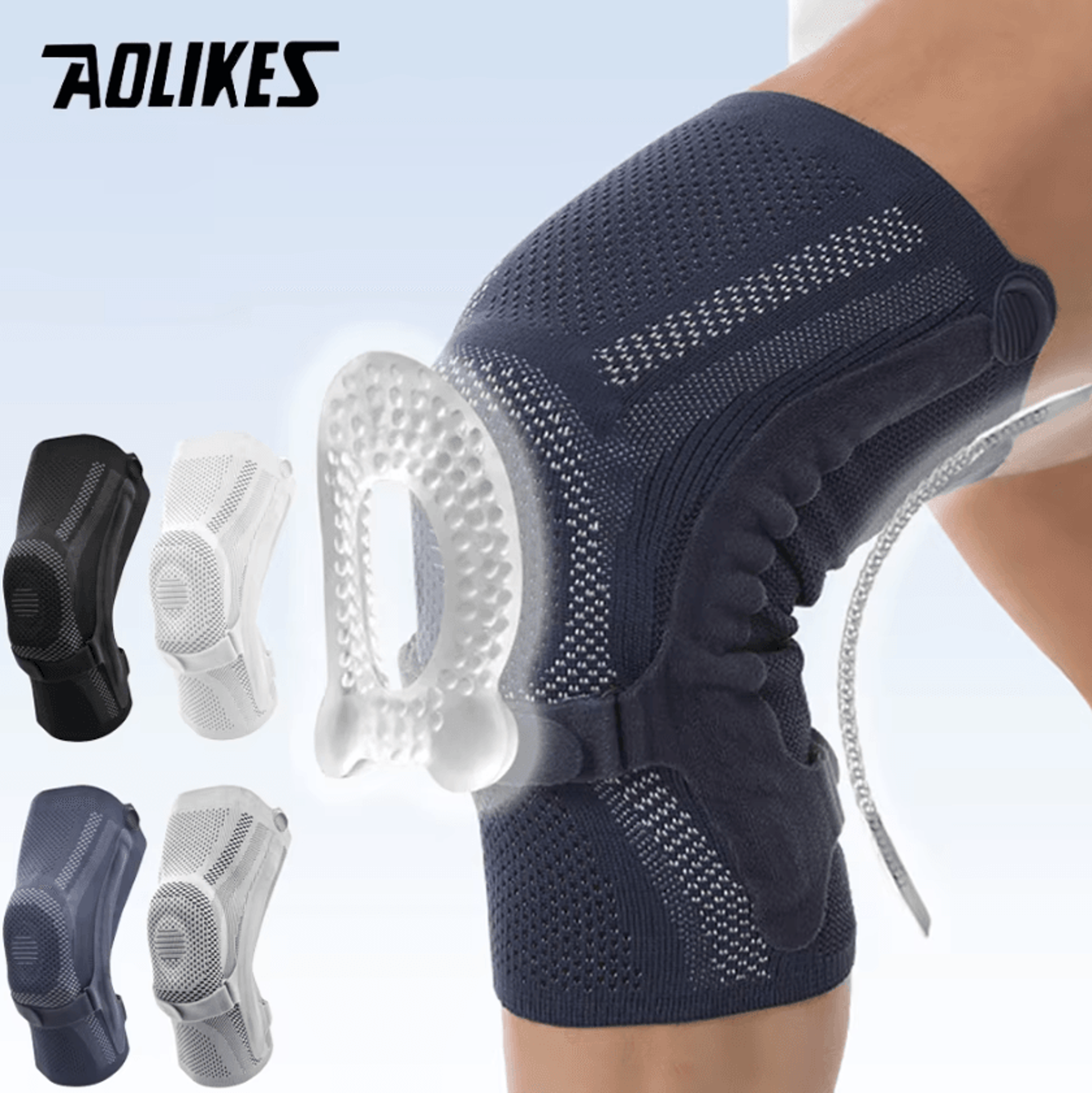 aolikes knee brace with patella pad & side stabilizers compression knee support brace for running, sports & everyday sta