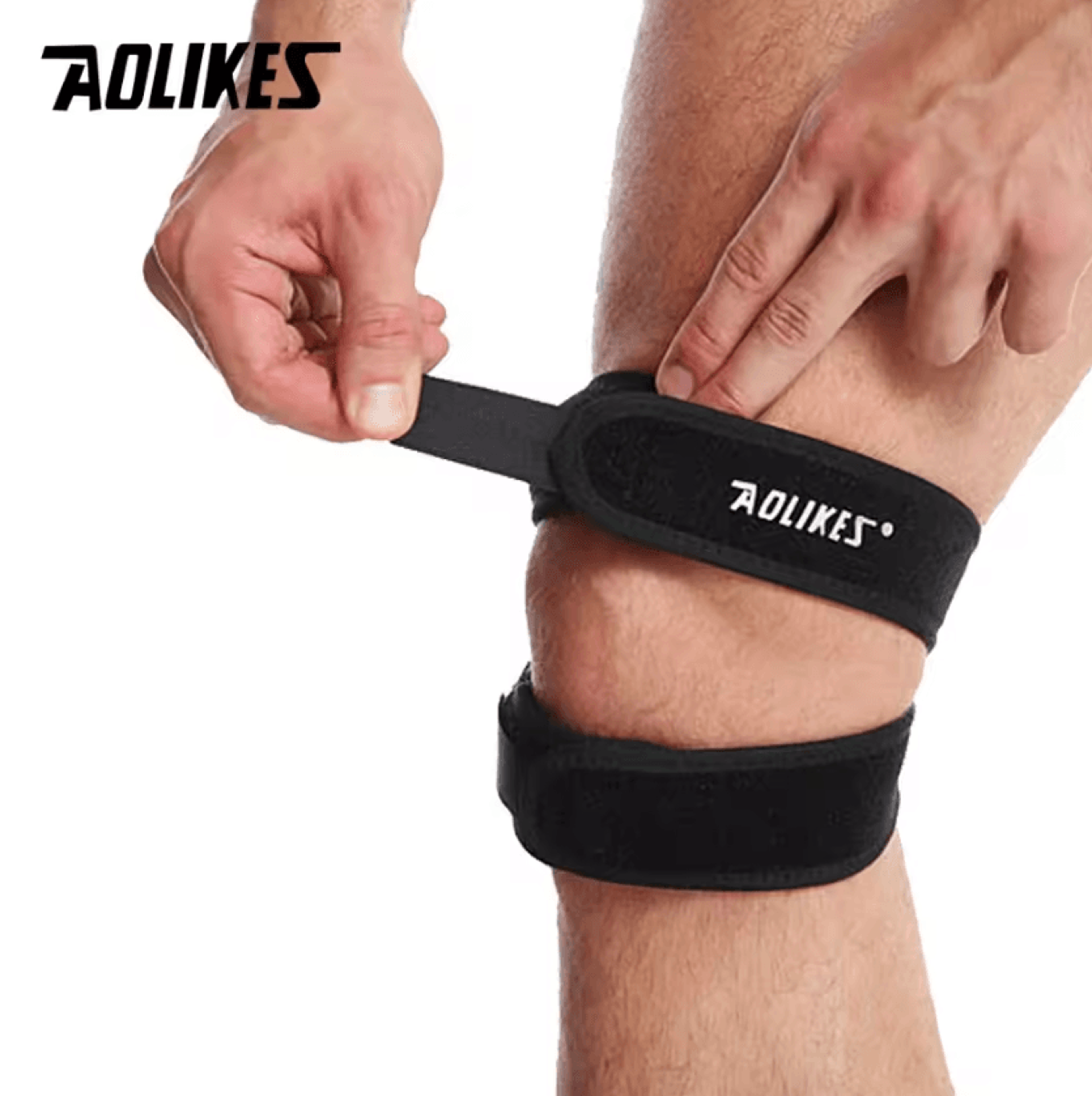 aolikes pressurized knee wrap sleeve adjustable knee support wrap for basketball, tennis, cycling & fitness