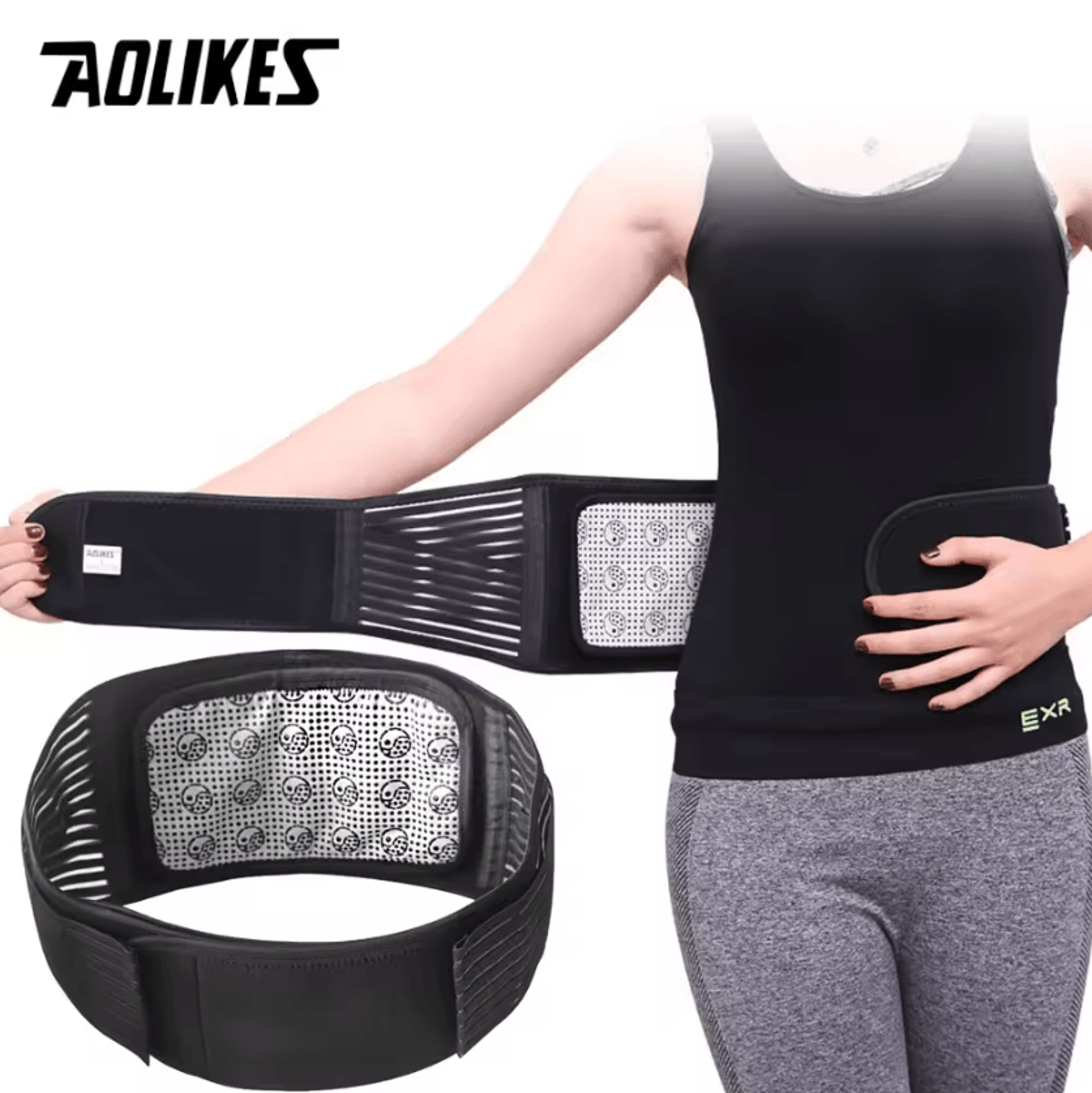 aolikes tourmaline waist support belt self-warming lumbar back brace for posture support and everyday comfort
