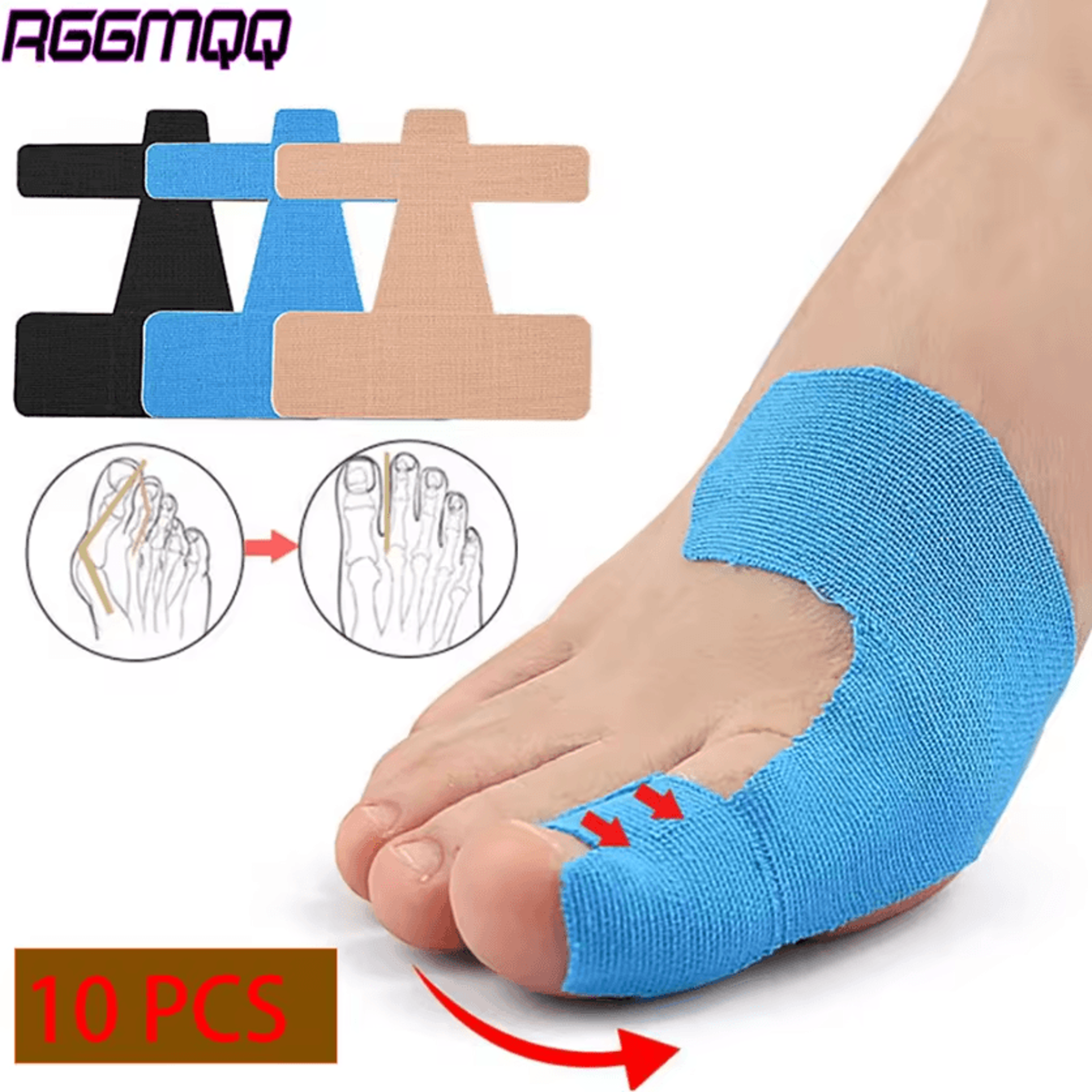 precut bunion corrector kinesiology tape for big toe pain relief 10 pack