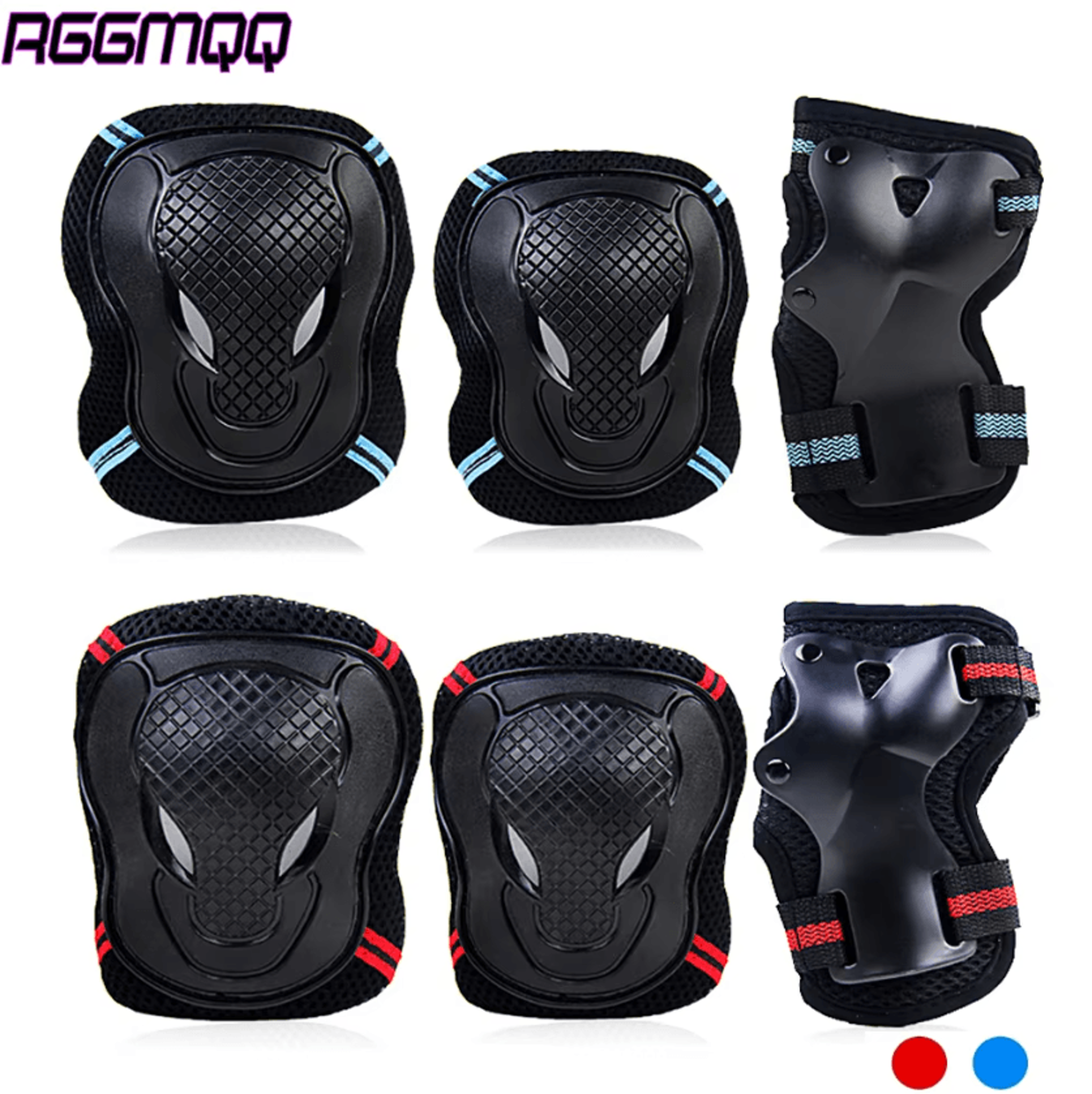 6 piece knee elbow pads and wrist guards protective gear set for cycling and skating