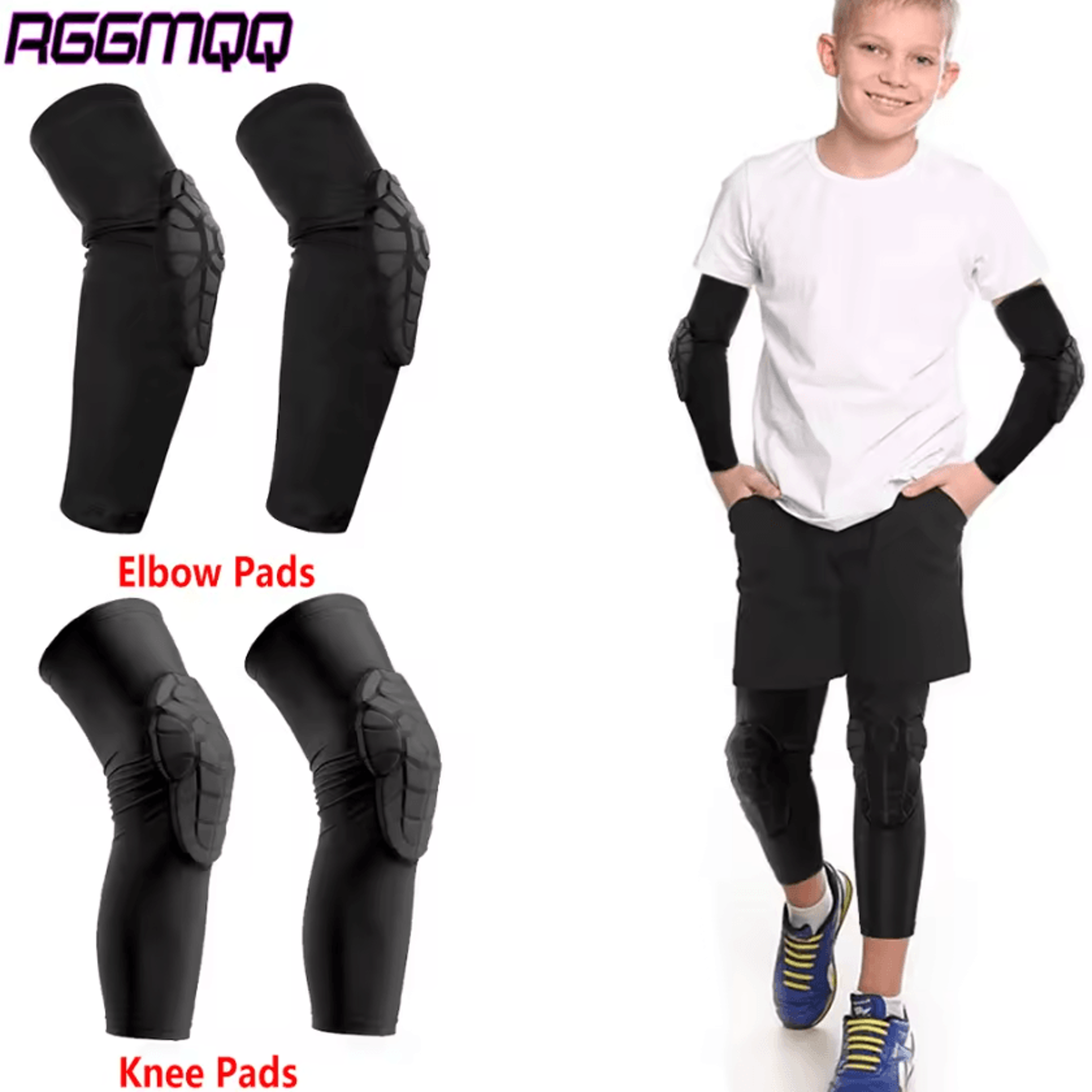 kids honeycomb compression knee and elbow pads for basketball baseball and sports