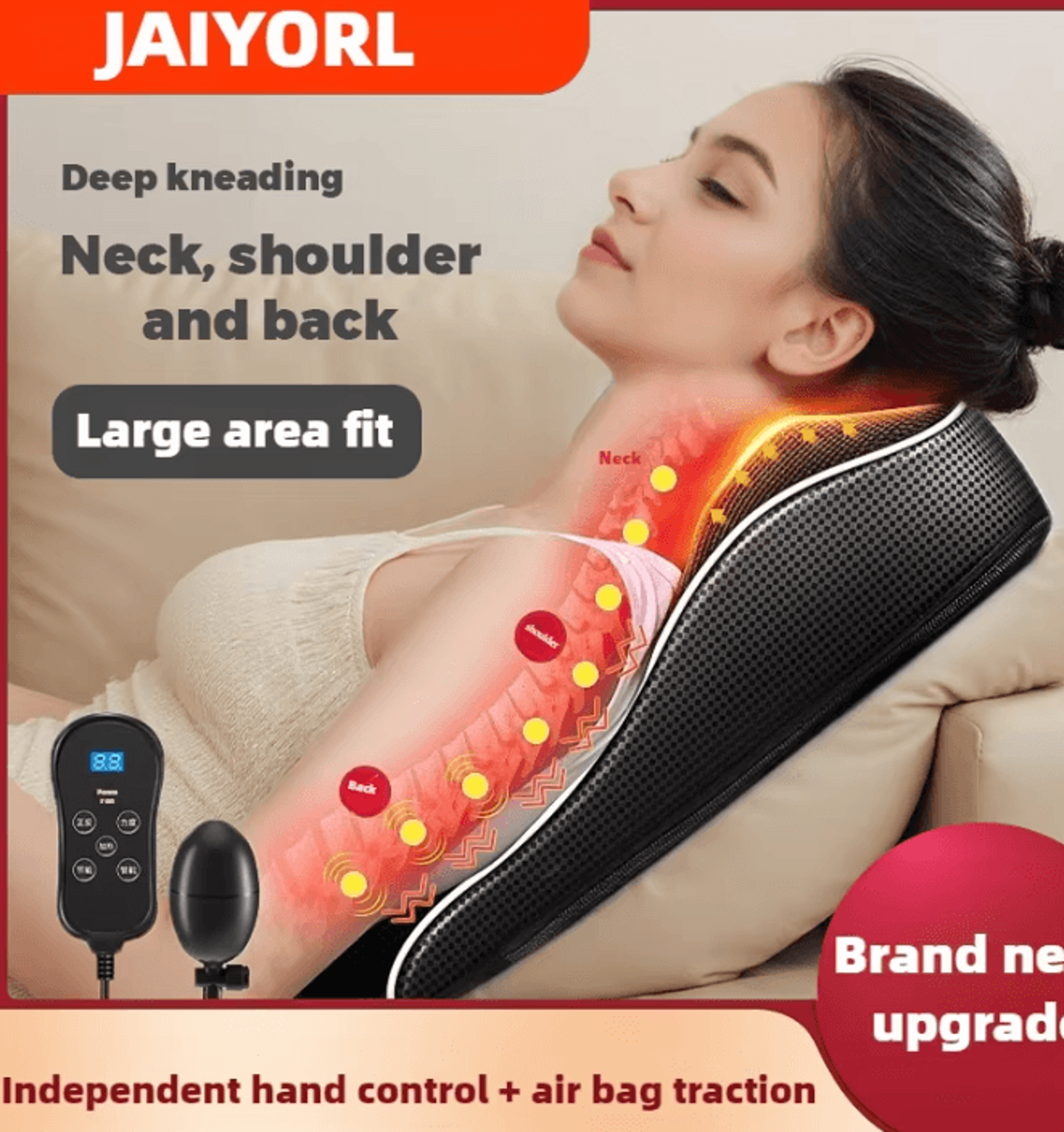 electric shiatsu neck and back massager pillow with heat and vibration