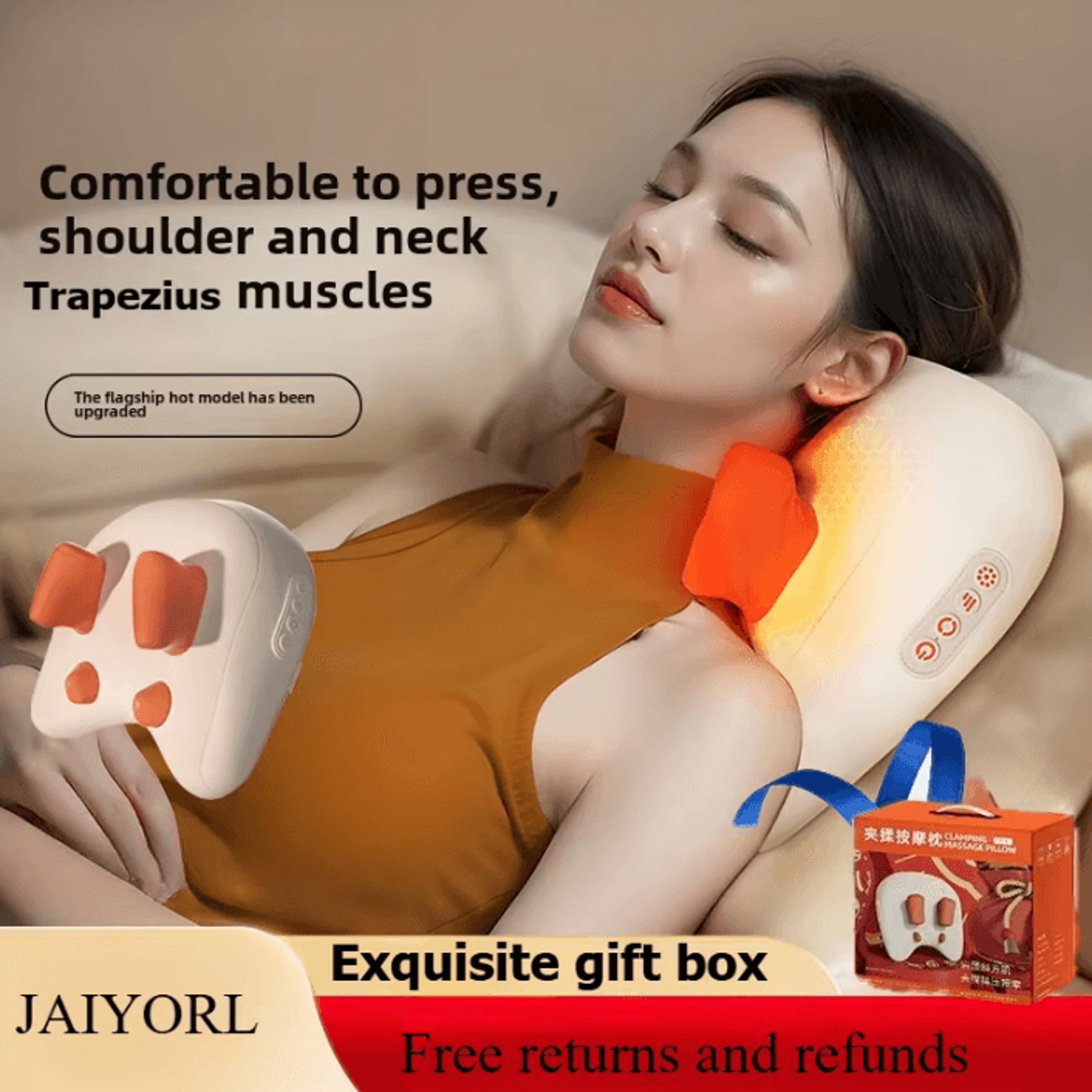 wireless trapezius massage pillow for neck shoulders back and legs with heat