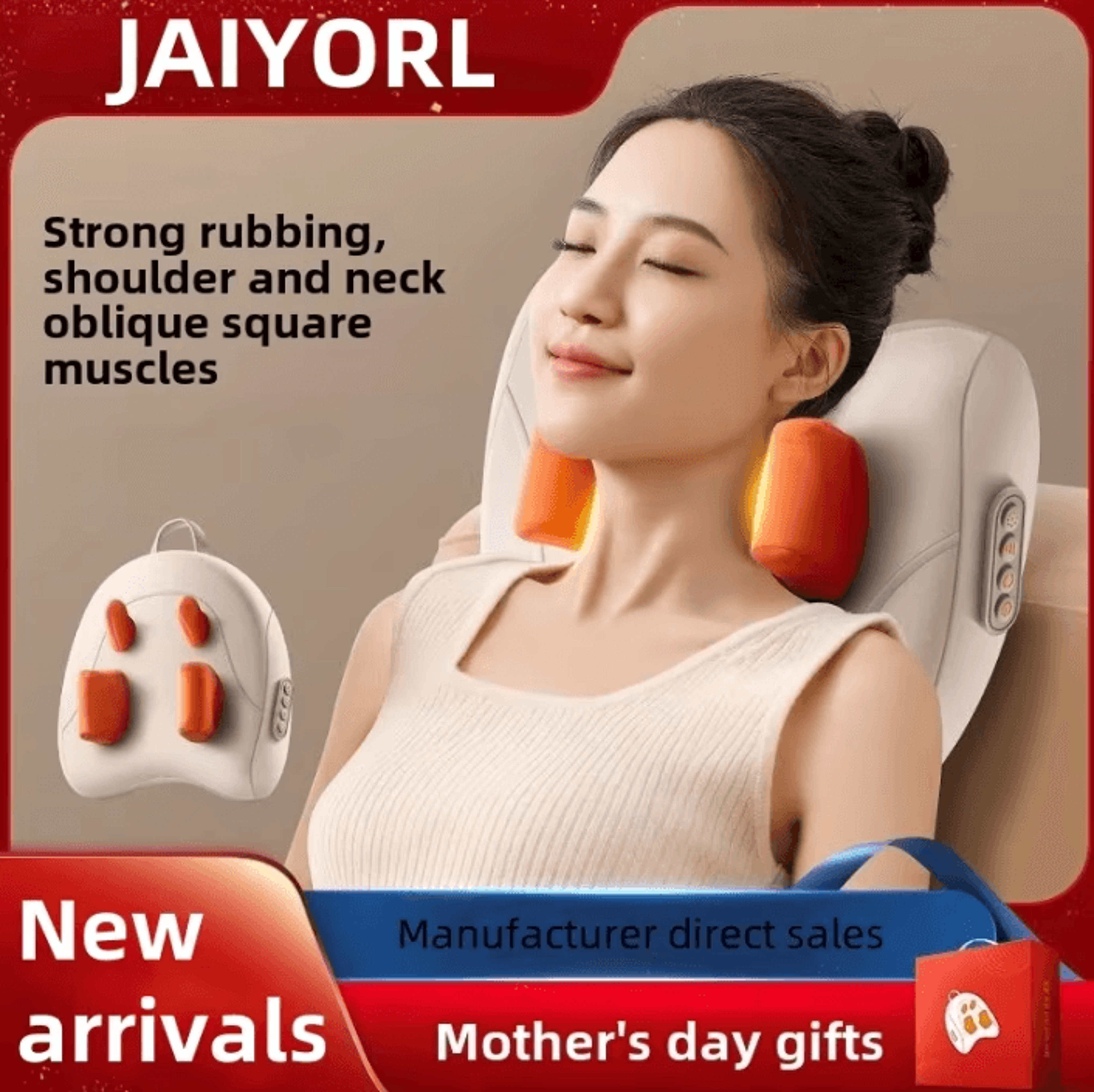 wireless trapezius massage pillow with heat for neck shoulders back and legs