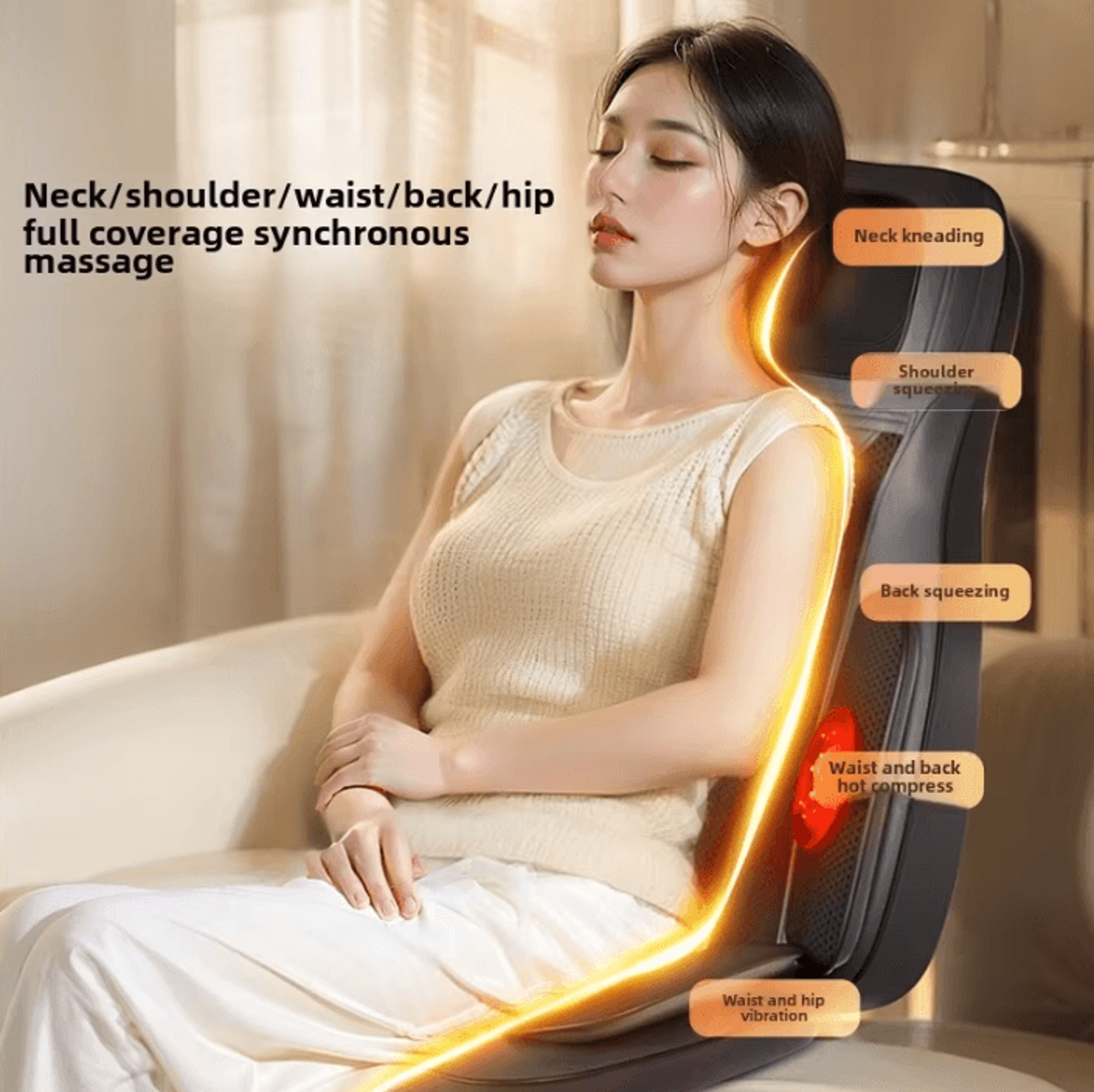 massage seat cushion with heat full body vibration and kneading back massager