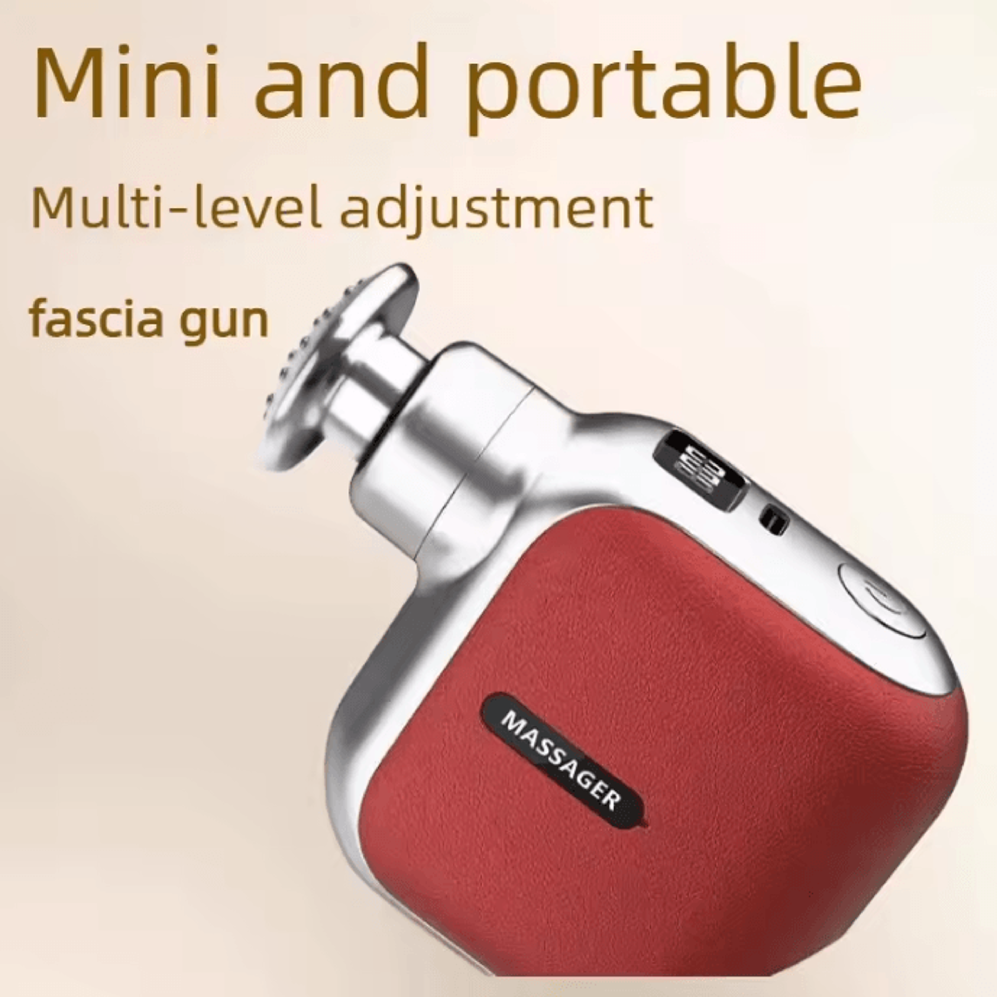 mini pocket massage gun with 4 silicone heads – portable low noise muscle massager for home, office and travel