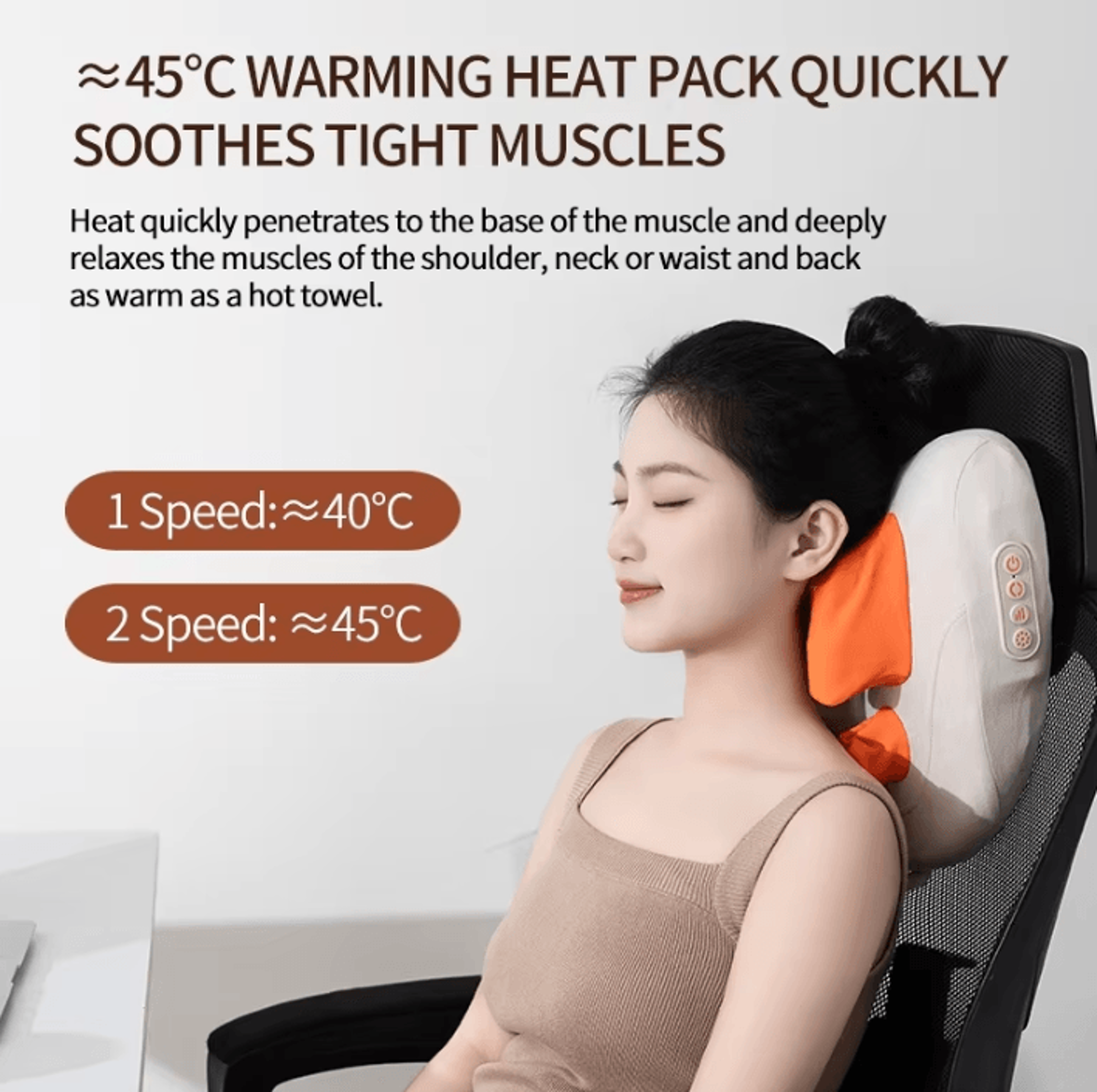 portable shiatsu massage pillow with heat – wireless neck and shoulder massager for back, waist, legs & cervical relief