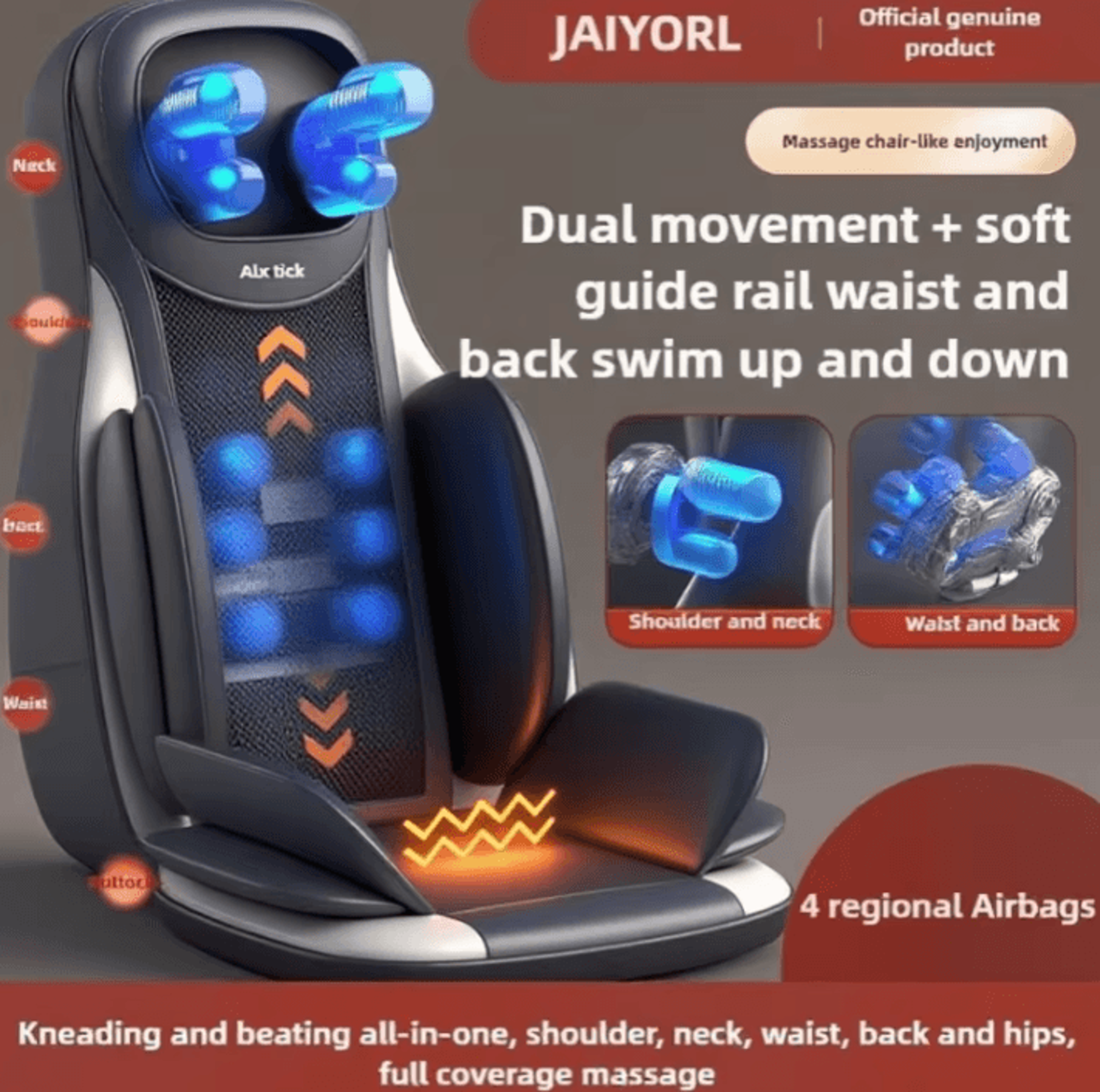 airbag shiatsu massage chair pad with heat – 3d neck and back massager for full body relaxation
