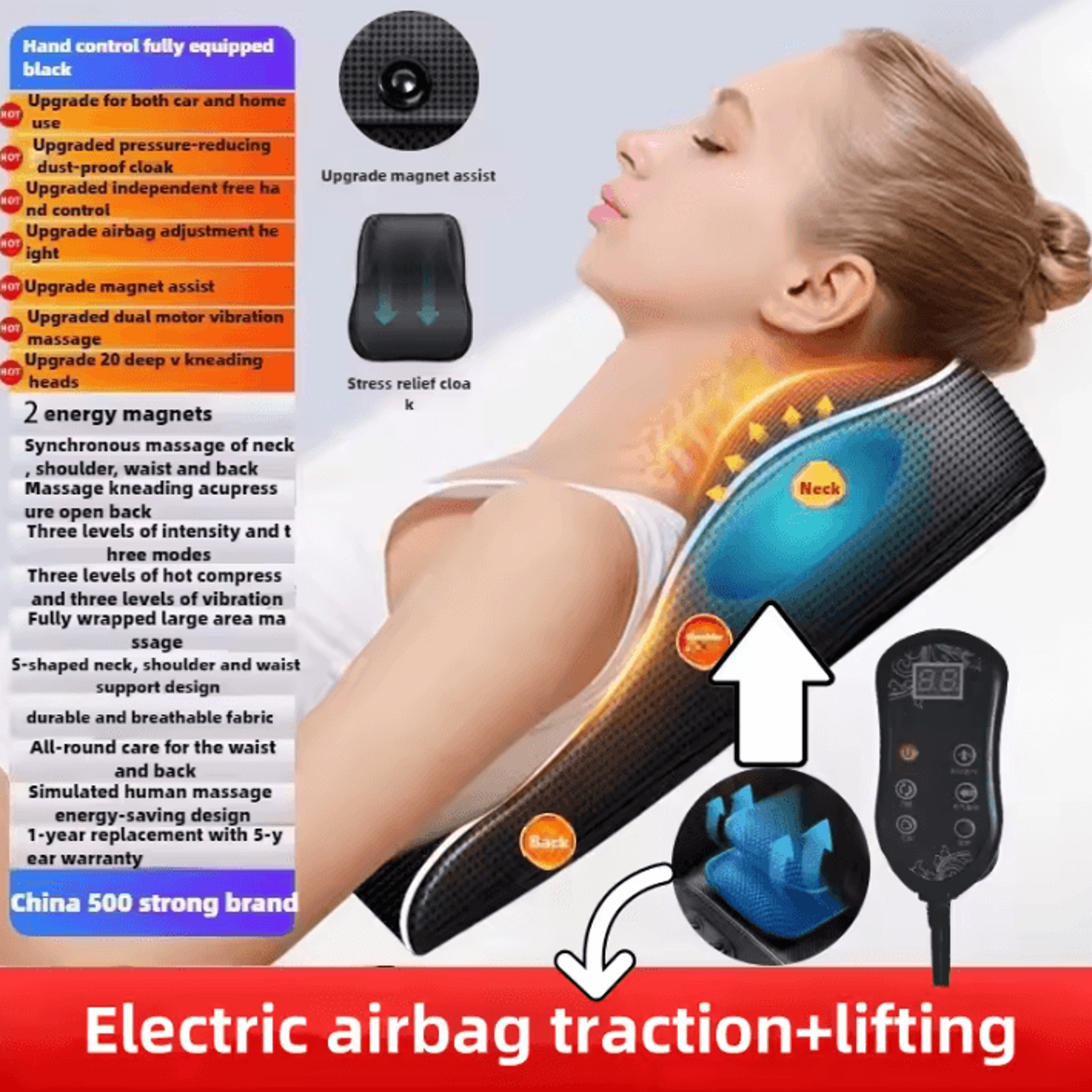 electric cervical massage pillow with heat – shiatsu neck and back massager for deep muscle relief at home & in the car