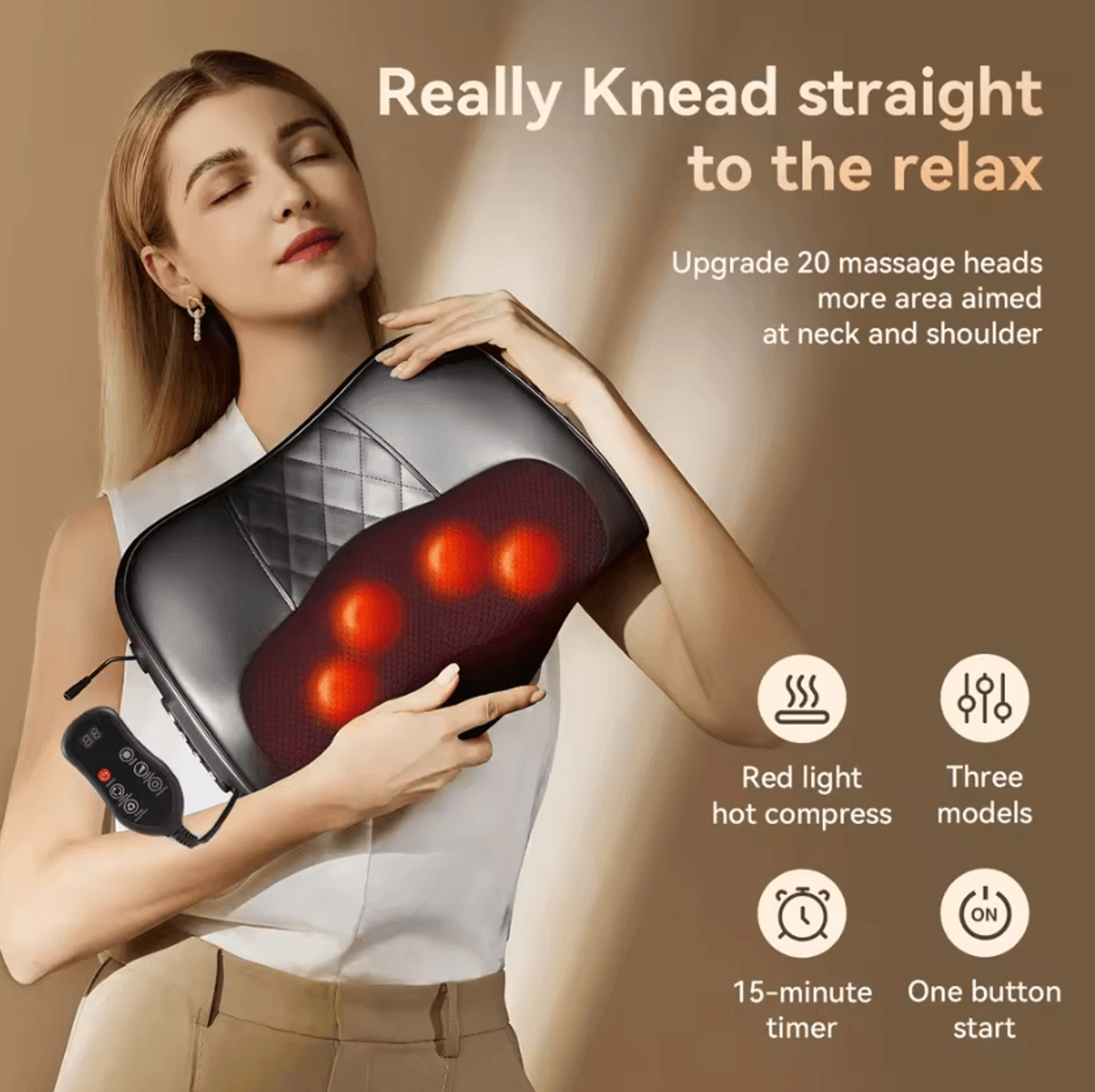 factory neck massage pillow with heat – shiatsu cervical massager for neck, shoulders, back & waist relief