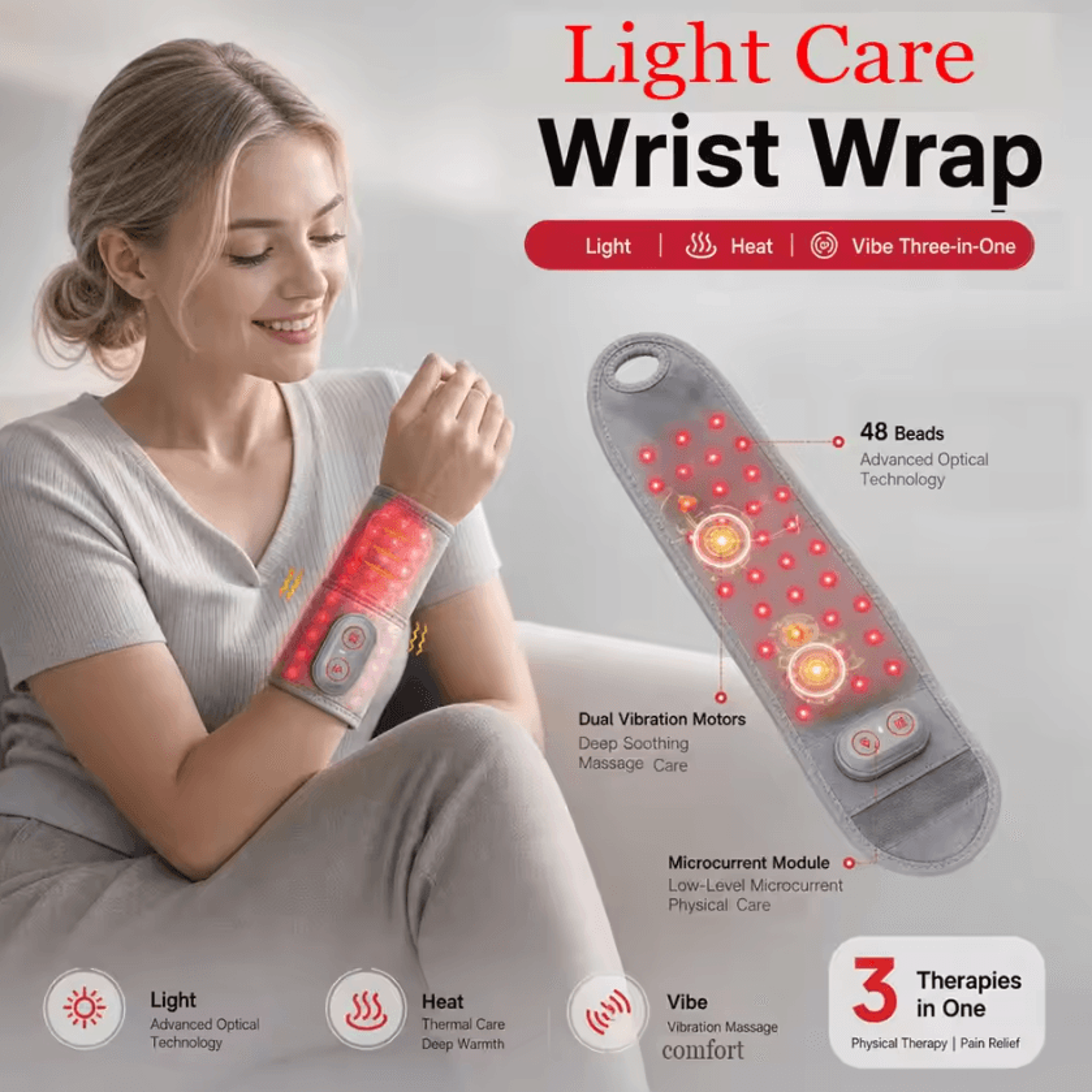 electric red light therapy wrist wrap – wearable infrared wrist brace with heat, 660nm & 850nm light therapy