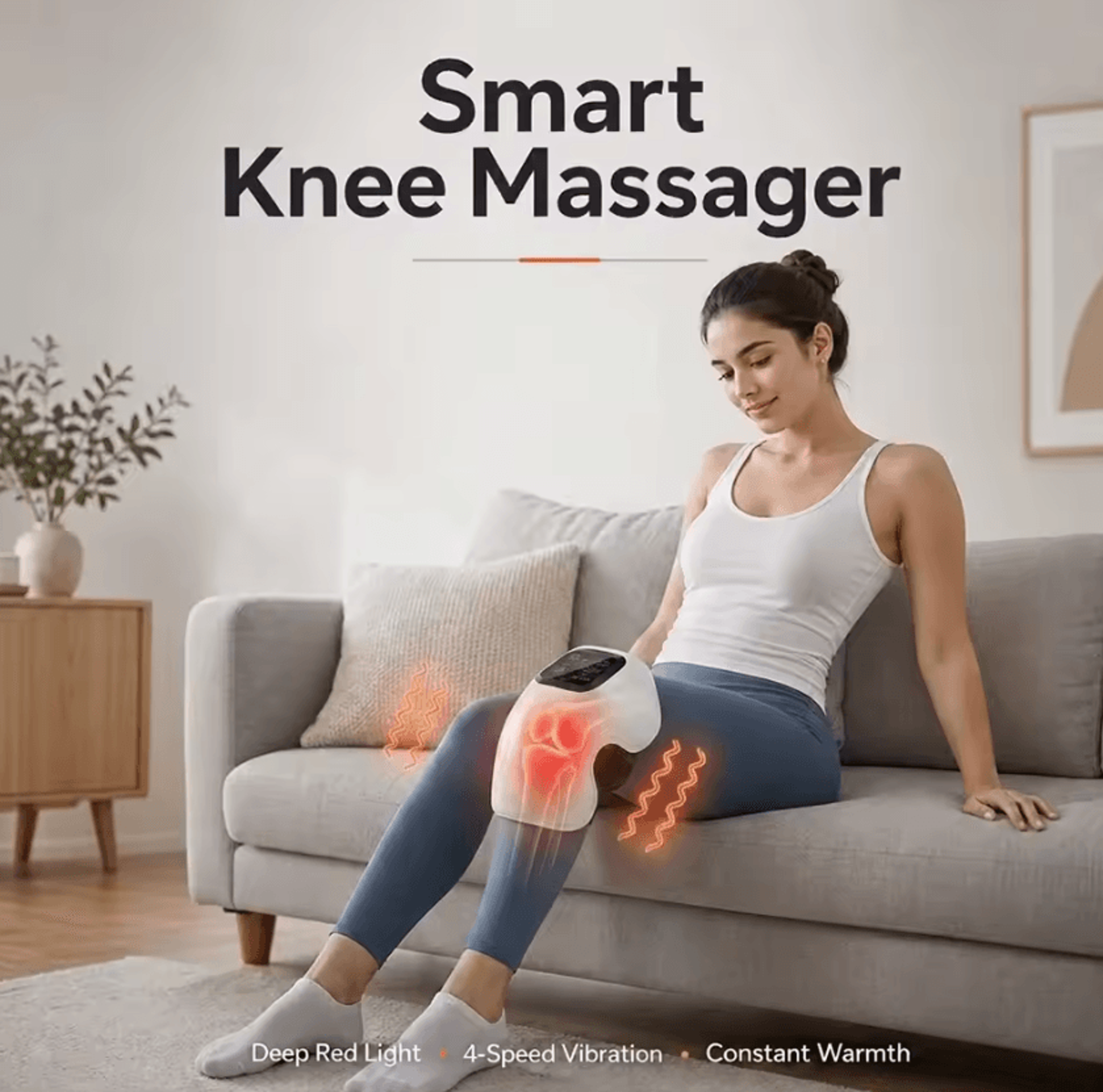 cordless heated knee massager – rechargeable knee support wrap with vibration & 4 heat levels