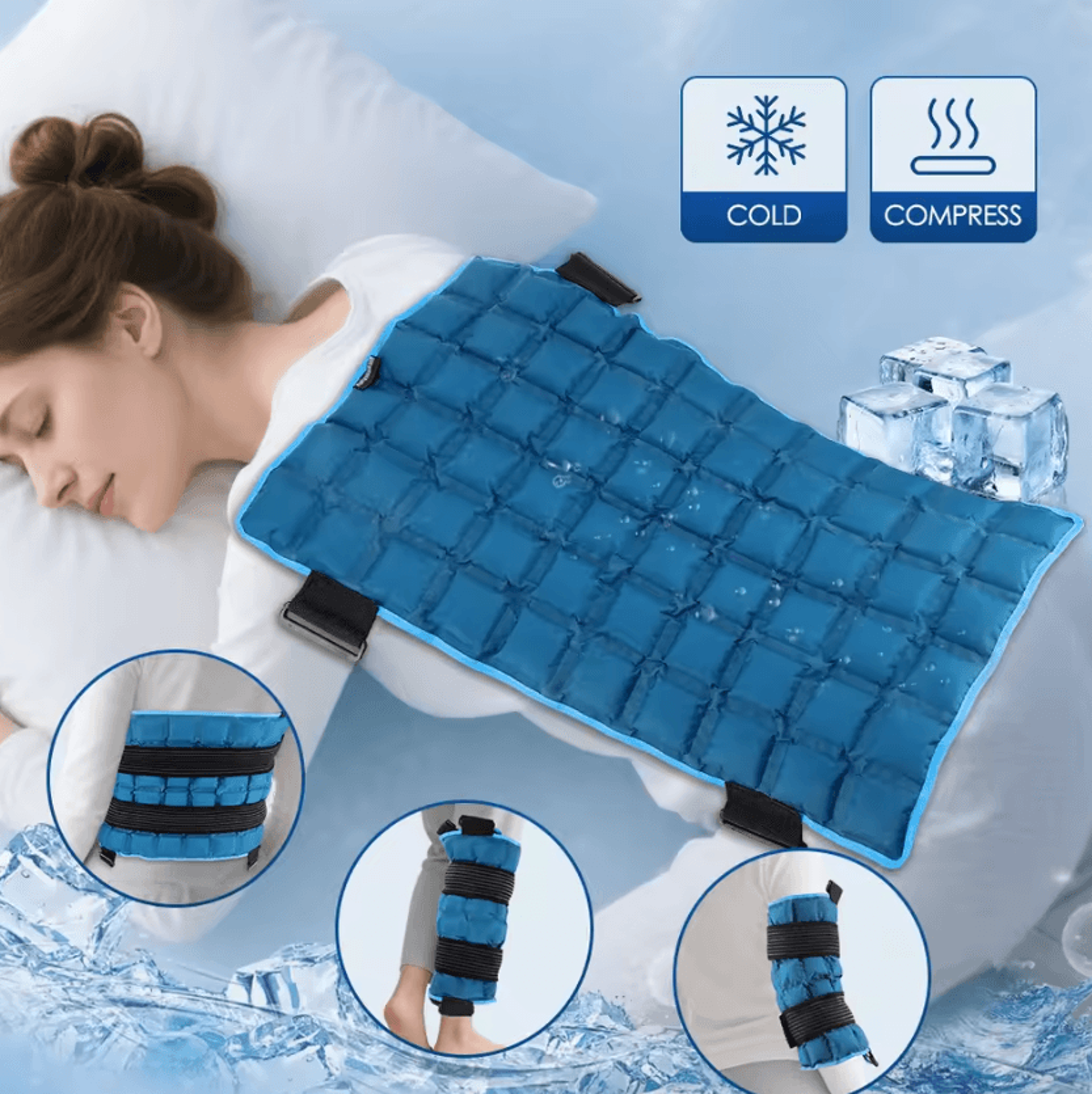 reusable hot & cold gel pack – large ice pack for knee & back with flexible therapy pad