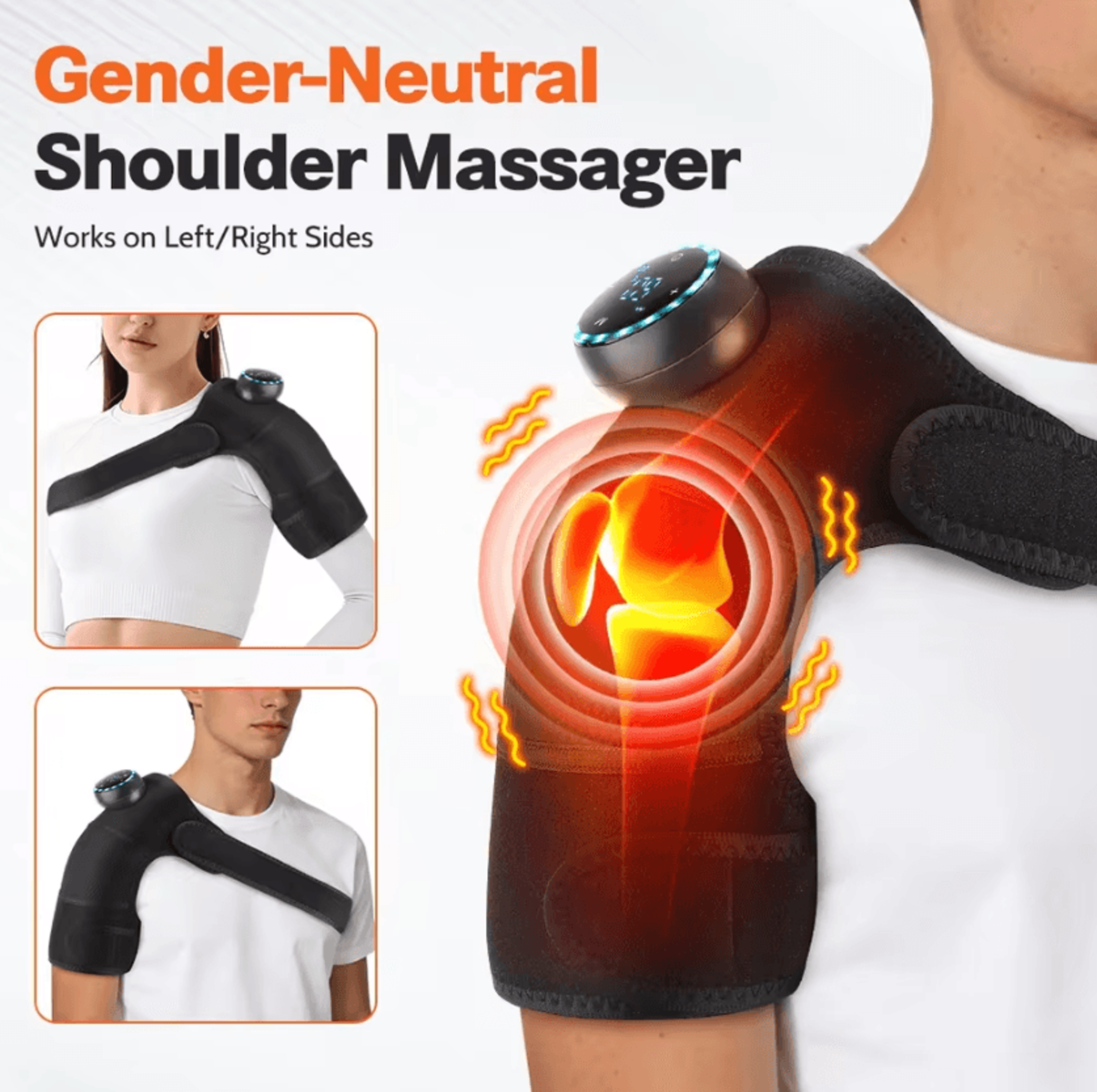 3-in-1 cordless heated knee massager – rechargeable heating massage wrap for knees, shoulders & elbows