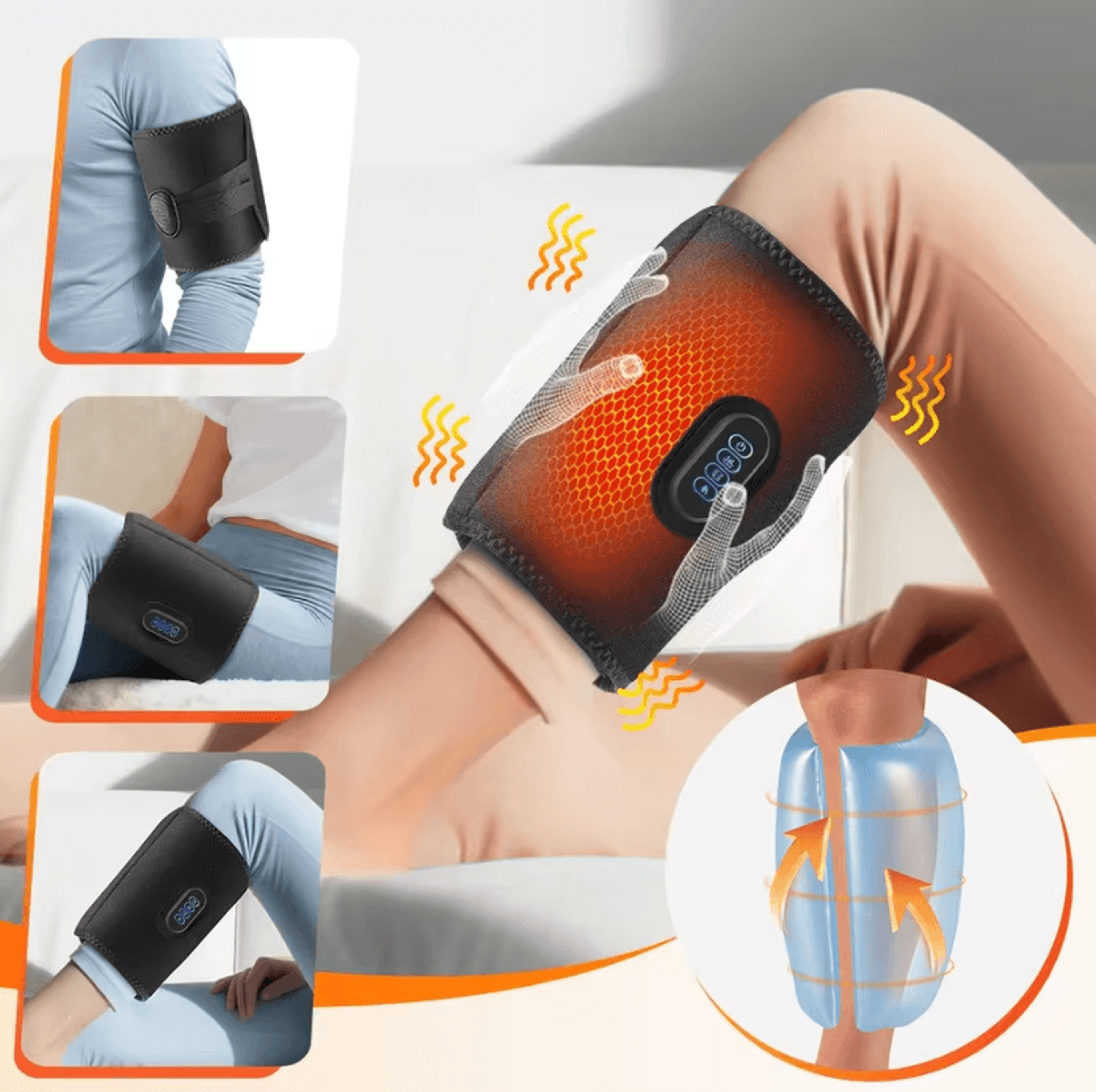 wireless air compression calf massager – rechargeable heated leg massager with 3 heat, 3 vibration & 3 compression level