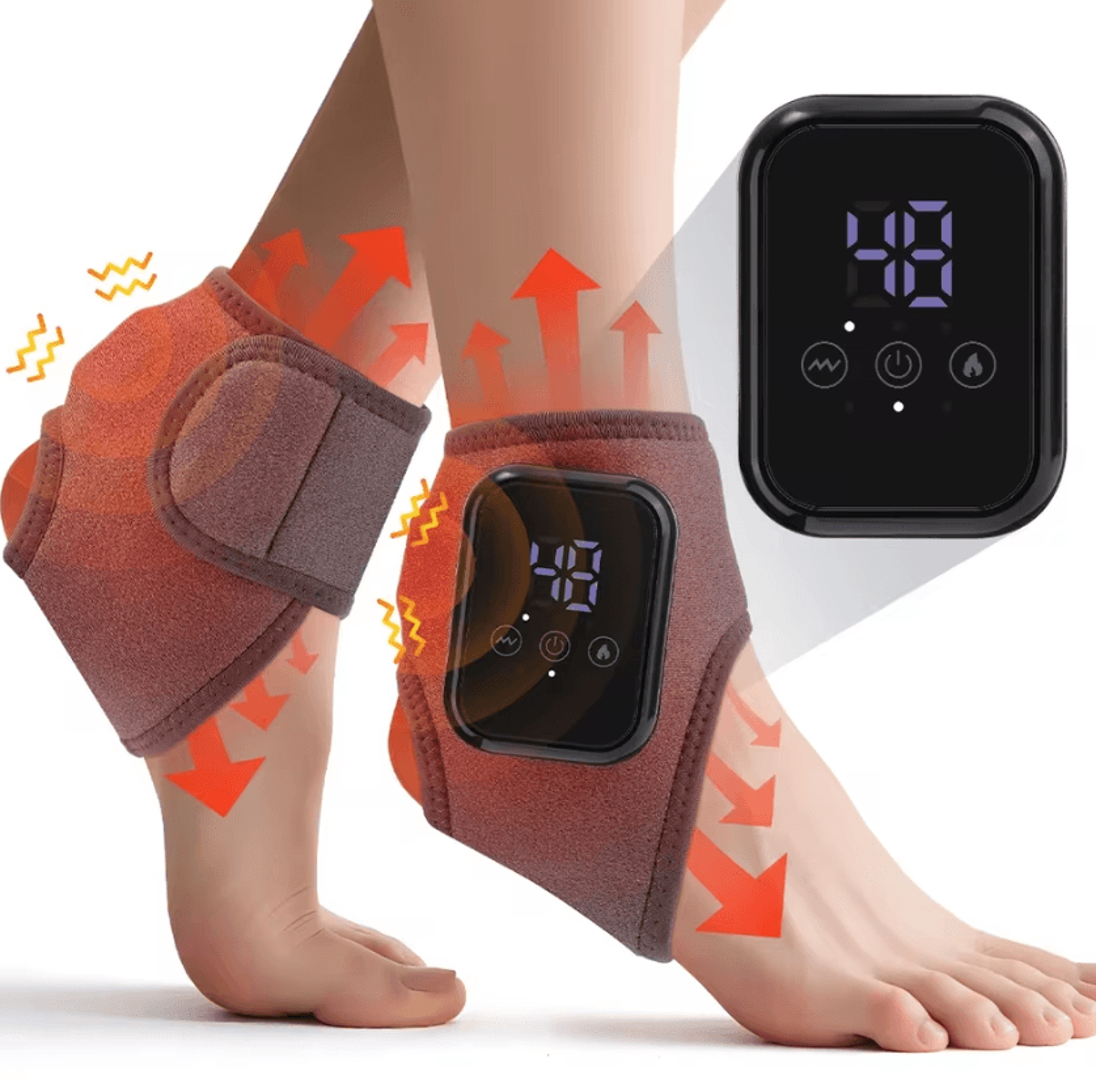 cordless heated ankle massager – vibration foot wrap with 3 heat levels & rechargeable support sleeve