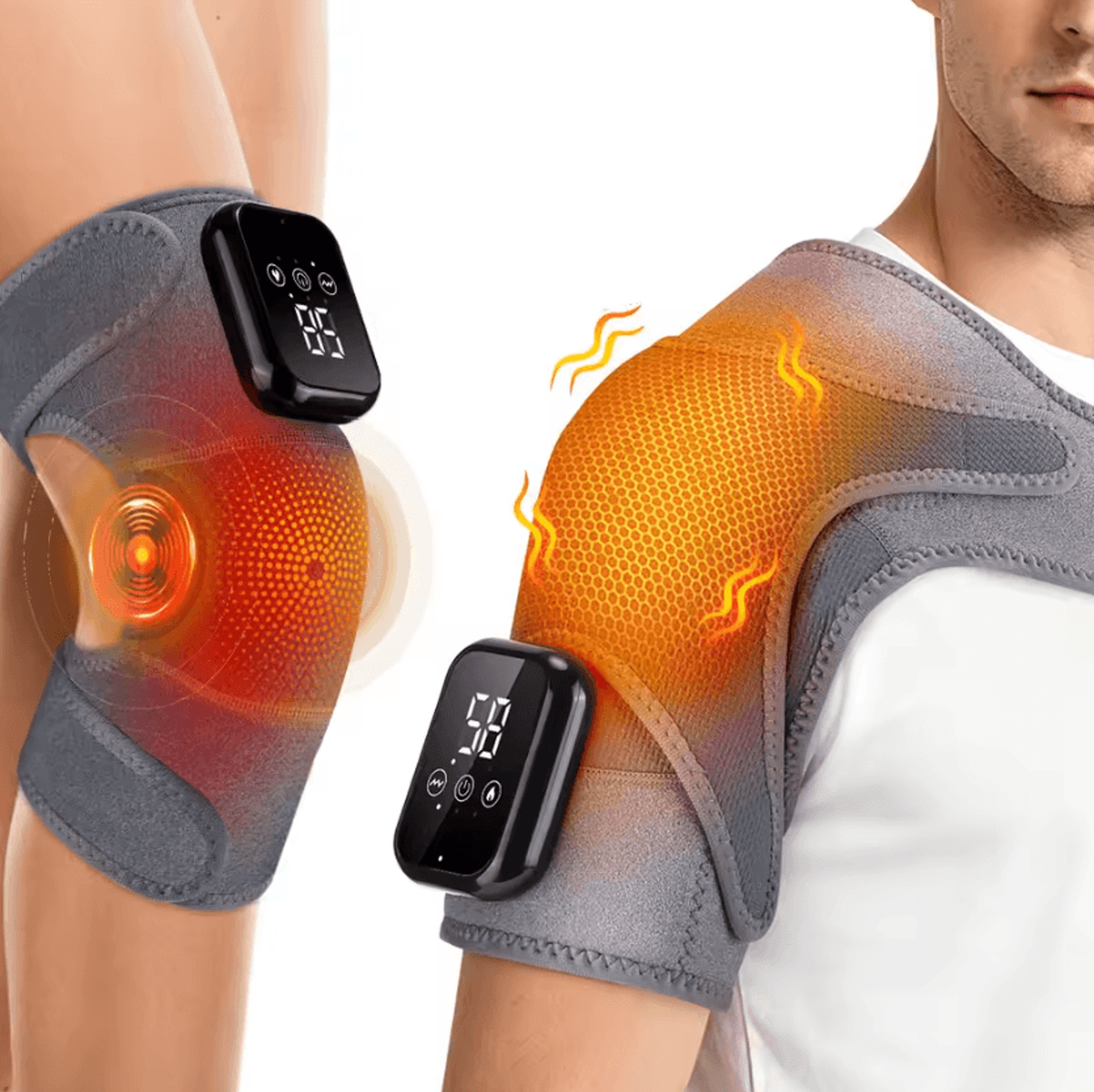 3-in-1 cordless heating pad set – rechargeable heated shoulder knee wrist wrap with 3 heat & 3 vibration modes