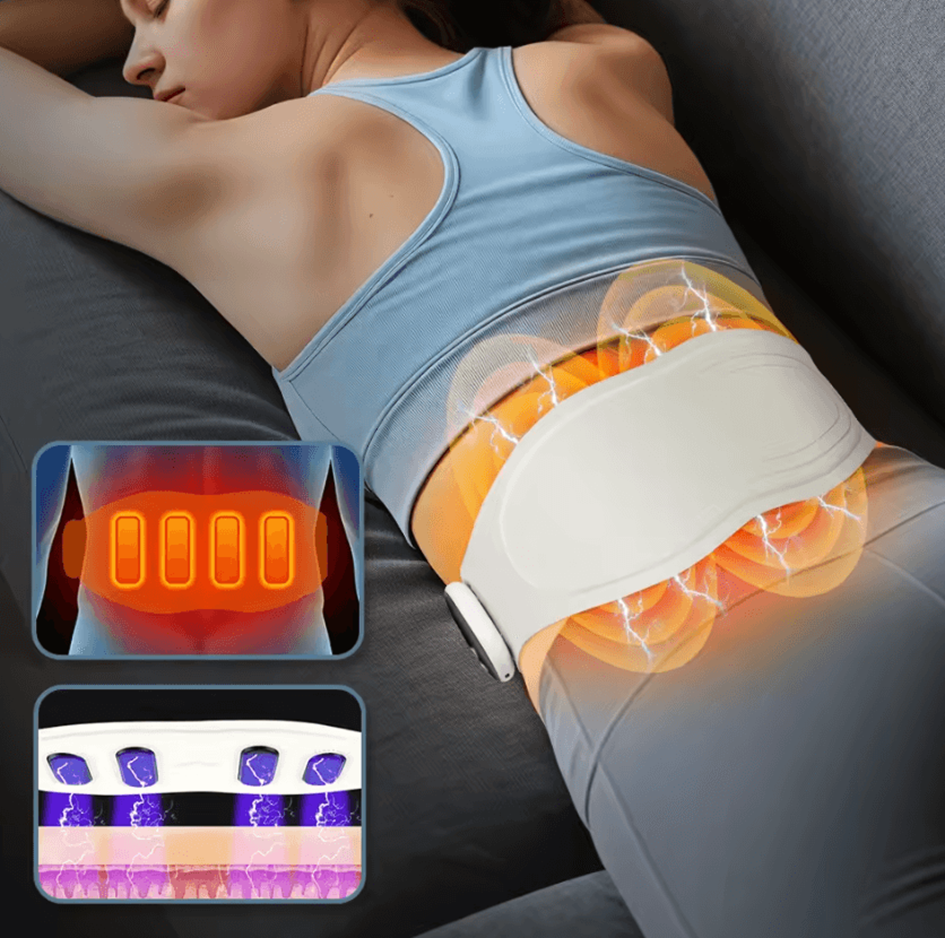 rechargeable ems heating waist massager – abdominal muscle toning belt with 8 massage modes & 19 intensity levels