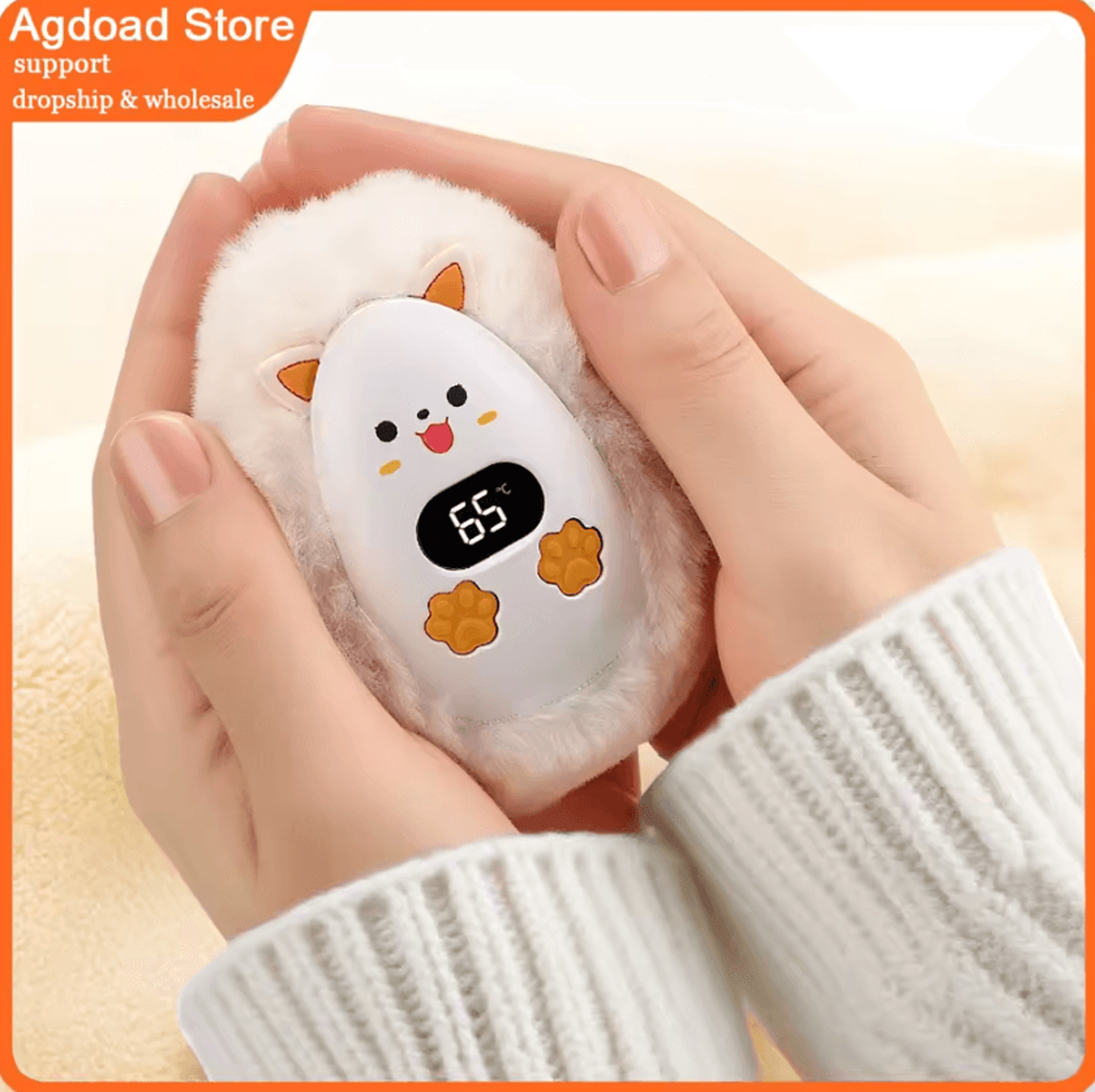 cute fox mini portable hand warmer – rechargeable plush hand warmer with 3 heat levels for winter comfort
