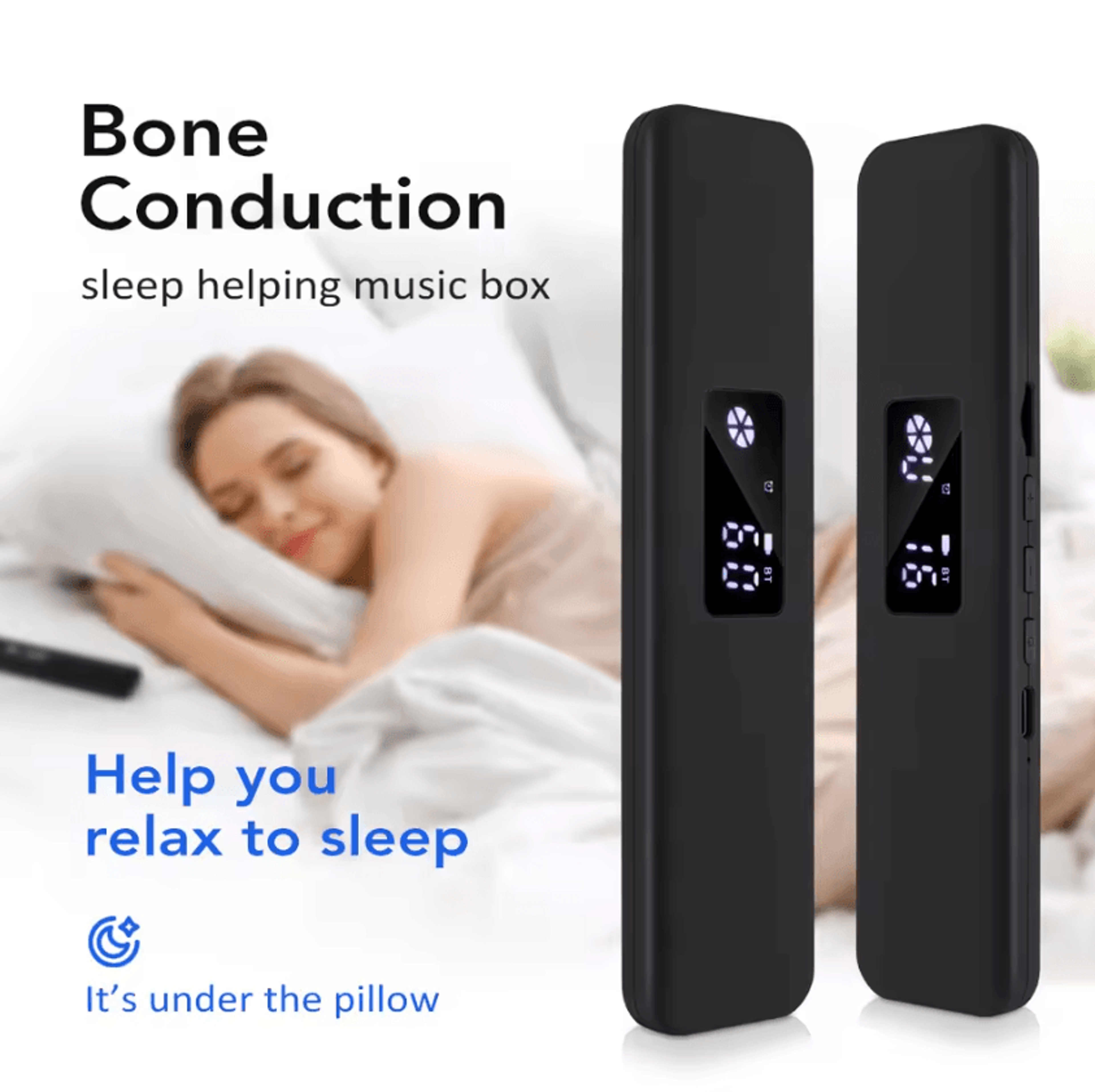 bone conduction white noise bluetooth speaker – wireless soundbar with led display, tf card, mp3 player & timer
