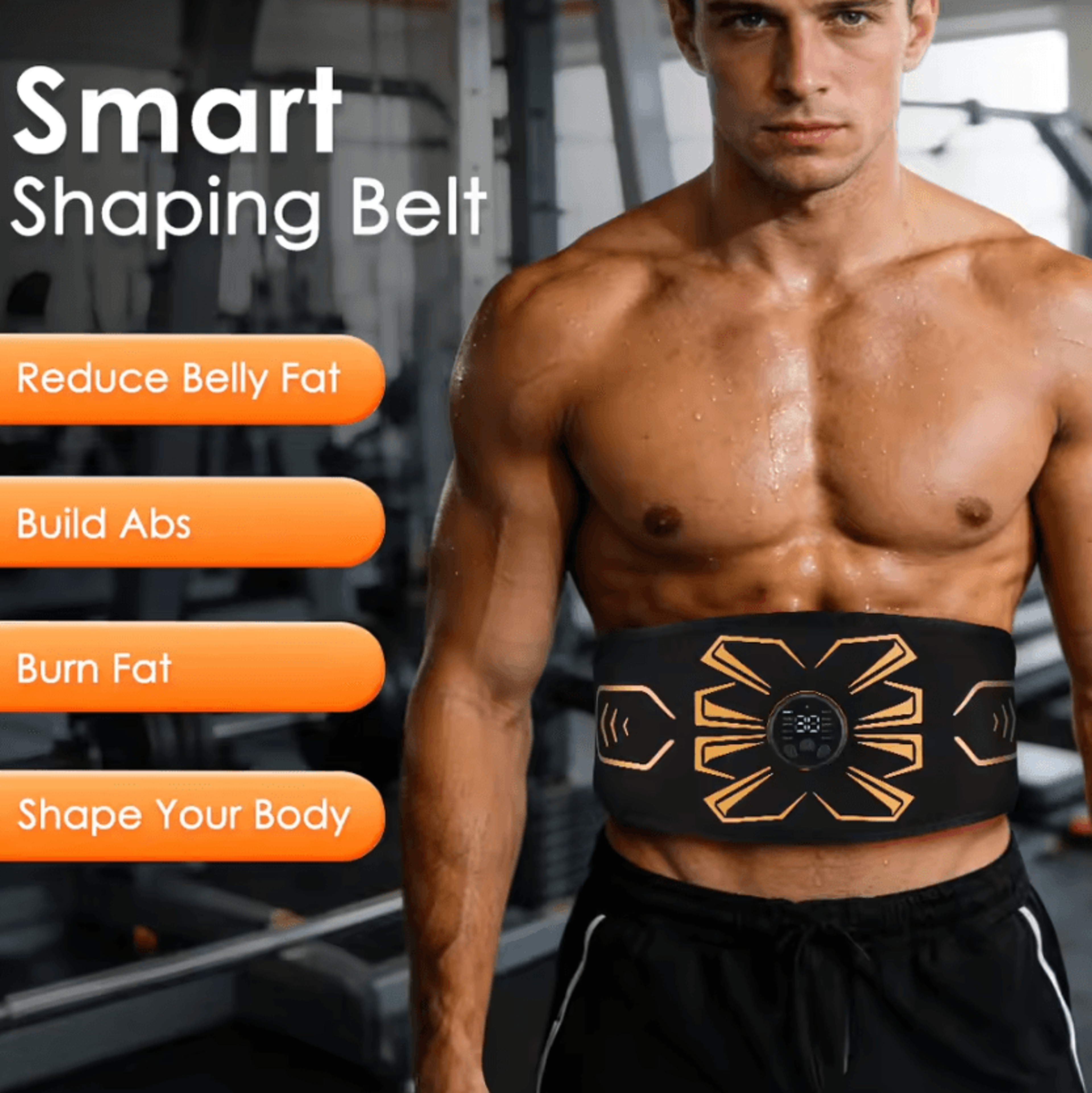ems muscle stimulator belt – rechargeable abdominal training belt with 10 electrodes, 10 modes & 30 intensity levels