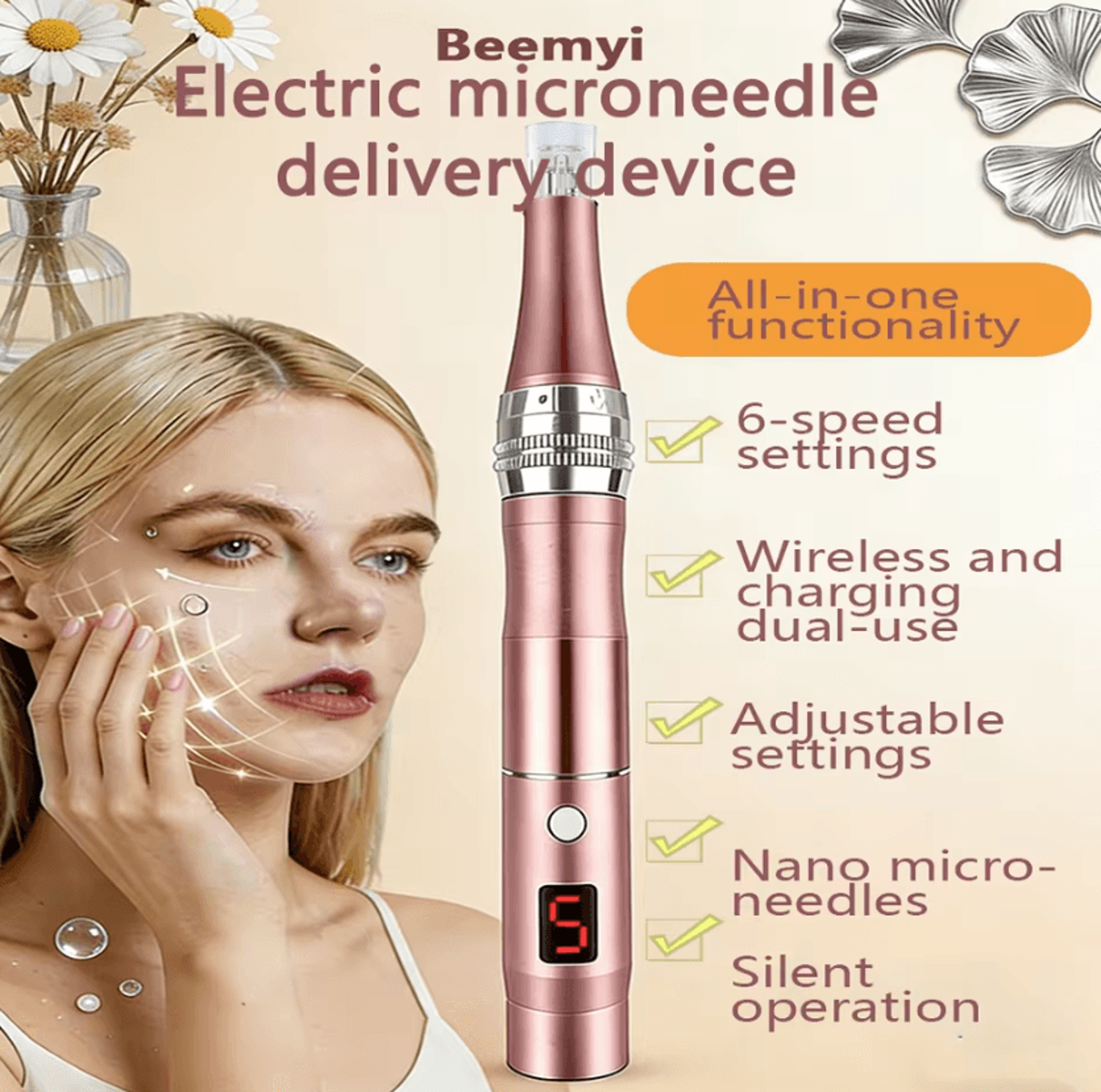 rechargeable electric facial massager – portable face & neck massager with 4 interchangeable massage heads