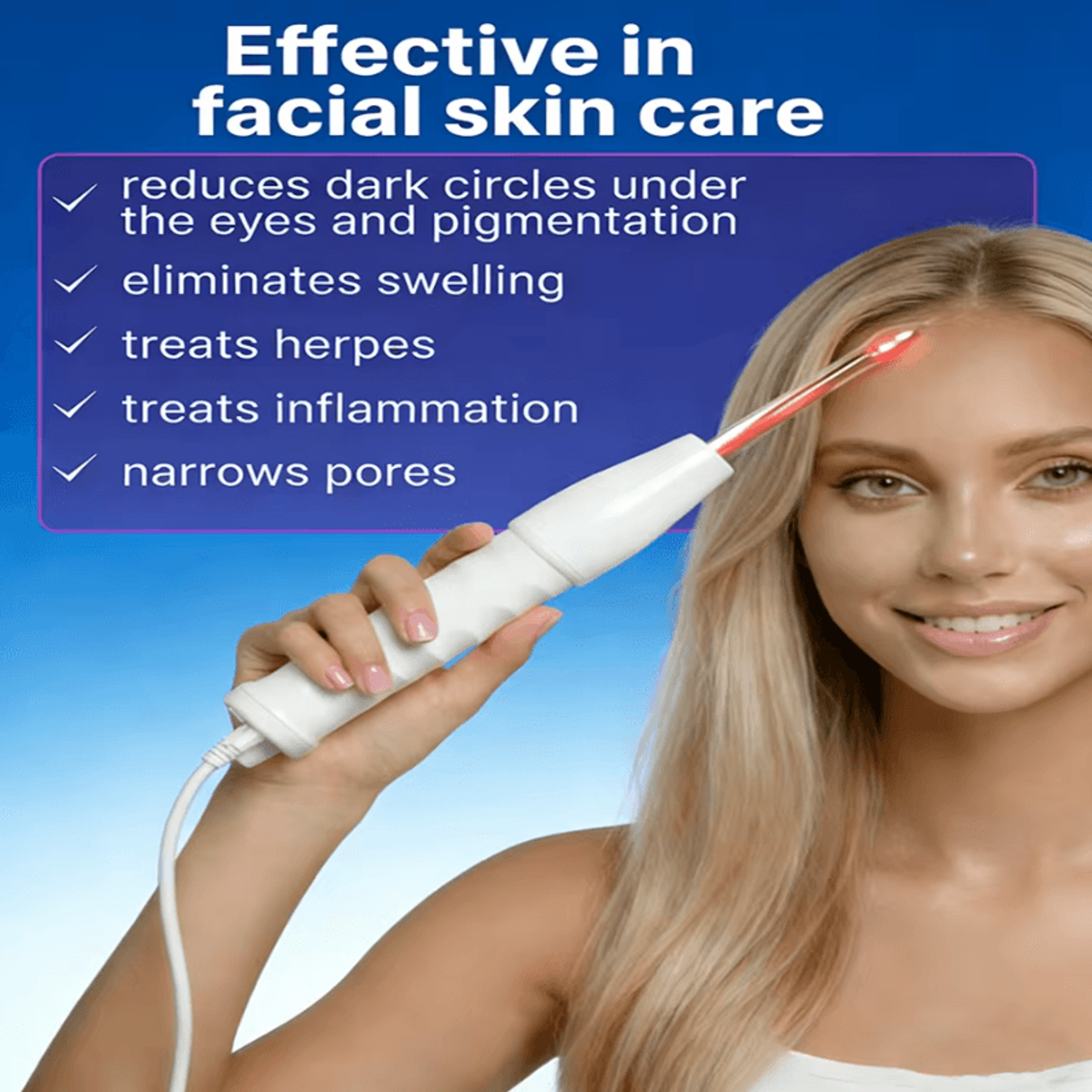 4 in 1 high frequency facial wand with glass electrodes for acne care and skin rejuvenation