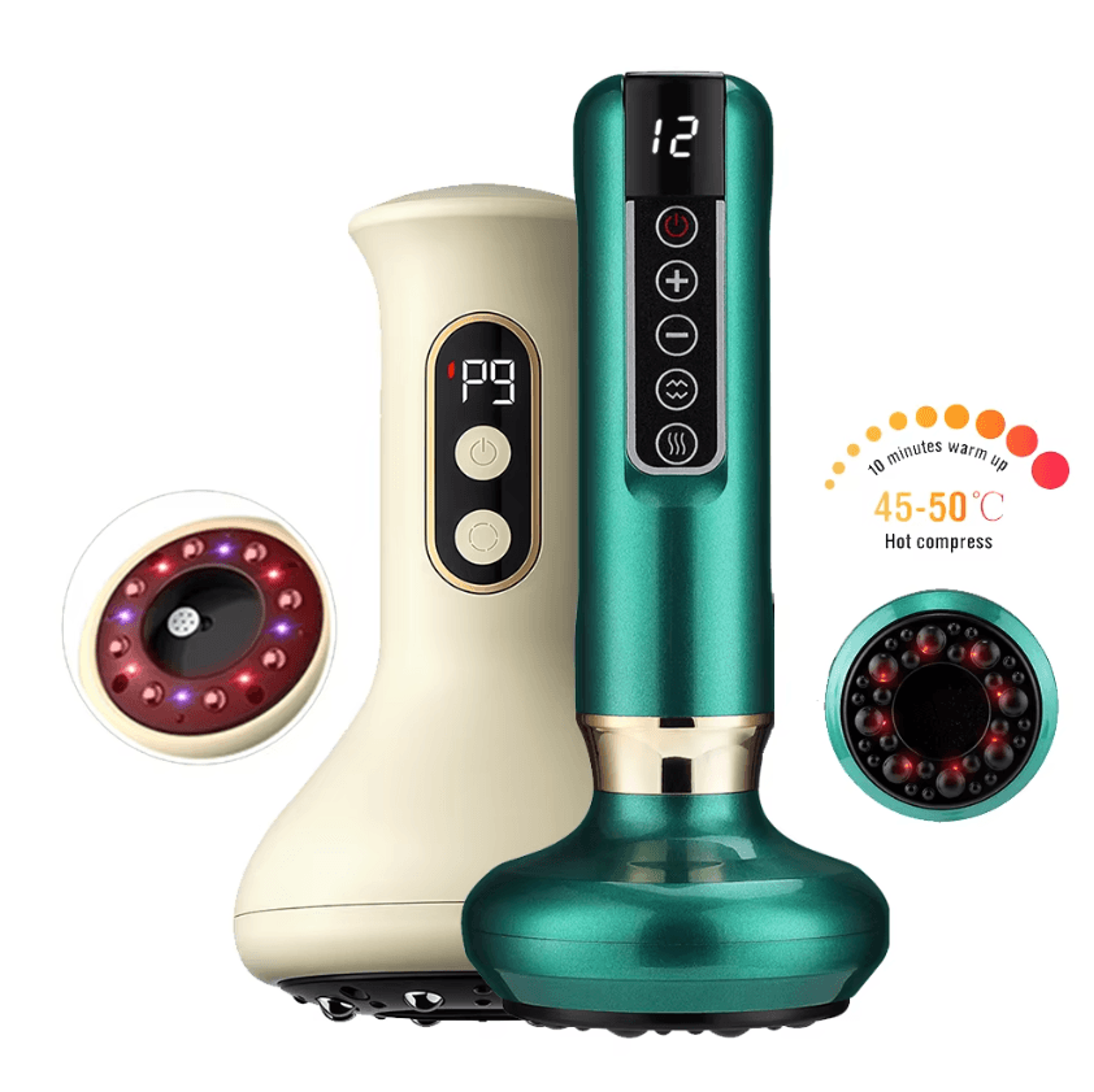smart electric cupping massager with 9-level vacuum suction, heat & red light therapy