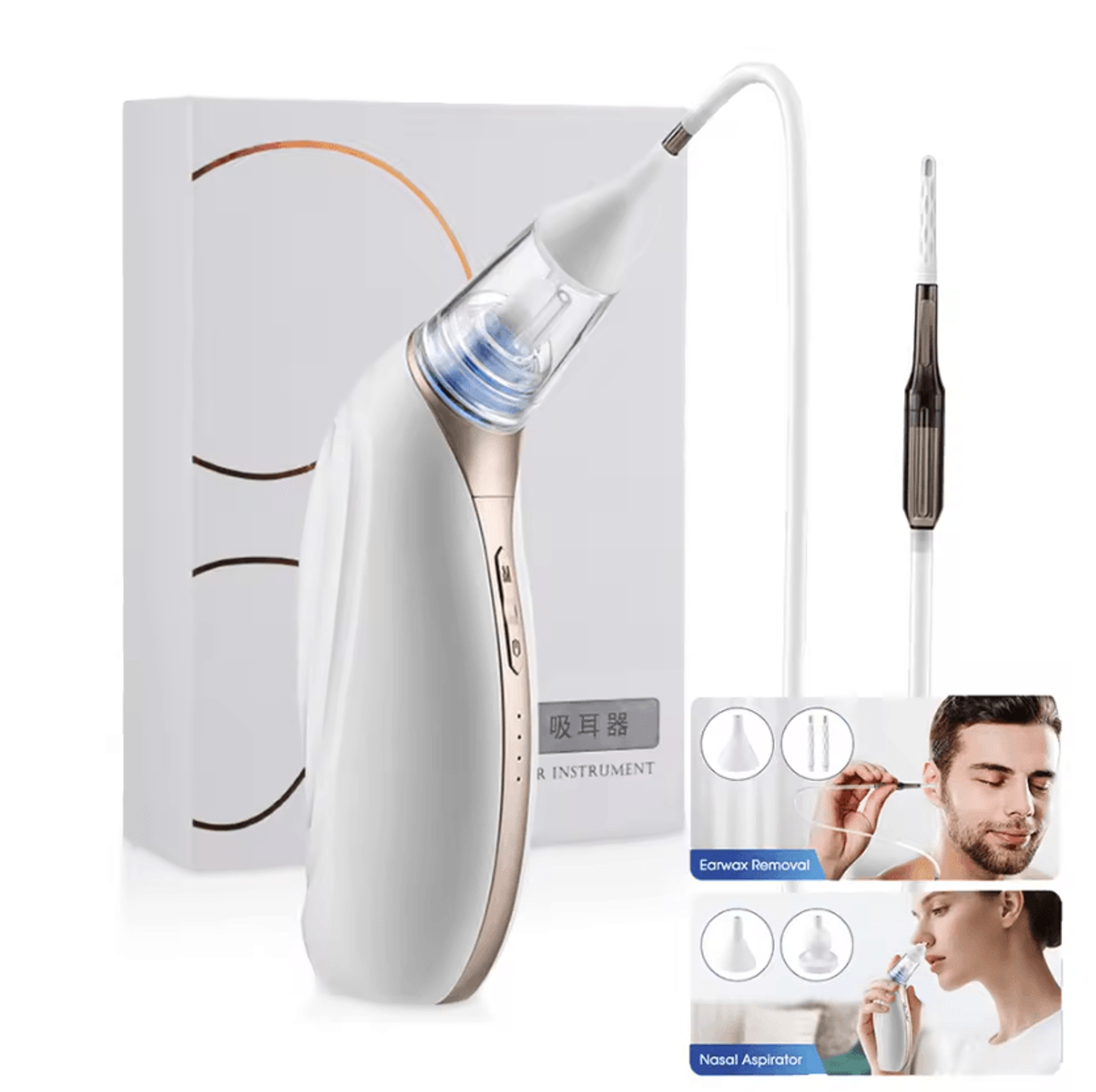 2-in-1 electric ear wax vacuum & nasal aspirator for adults and kids