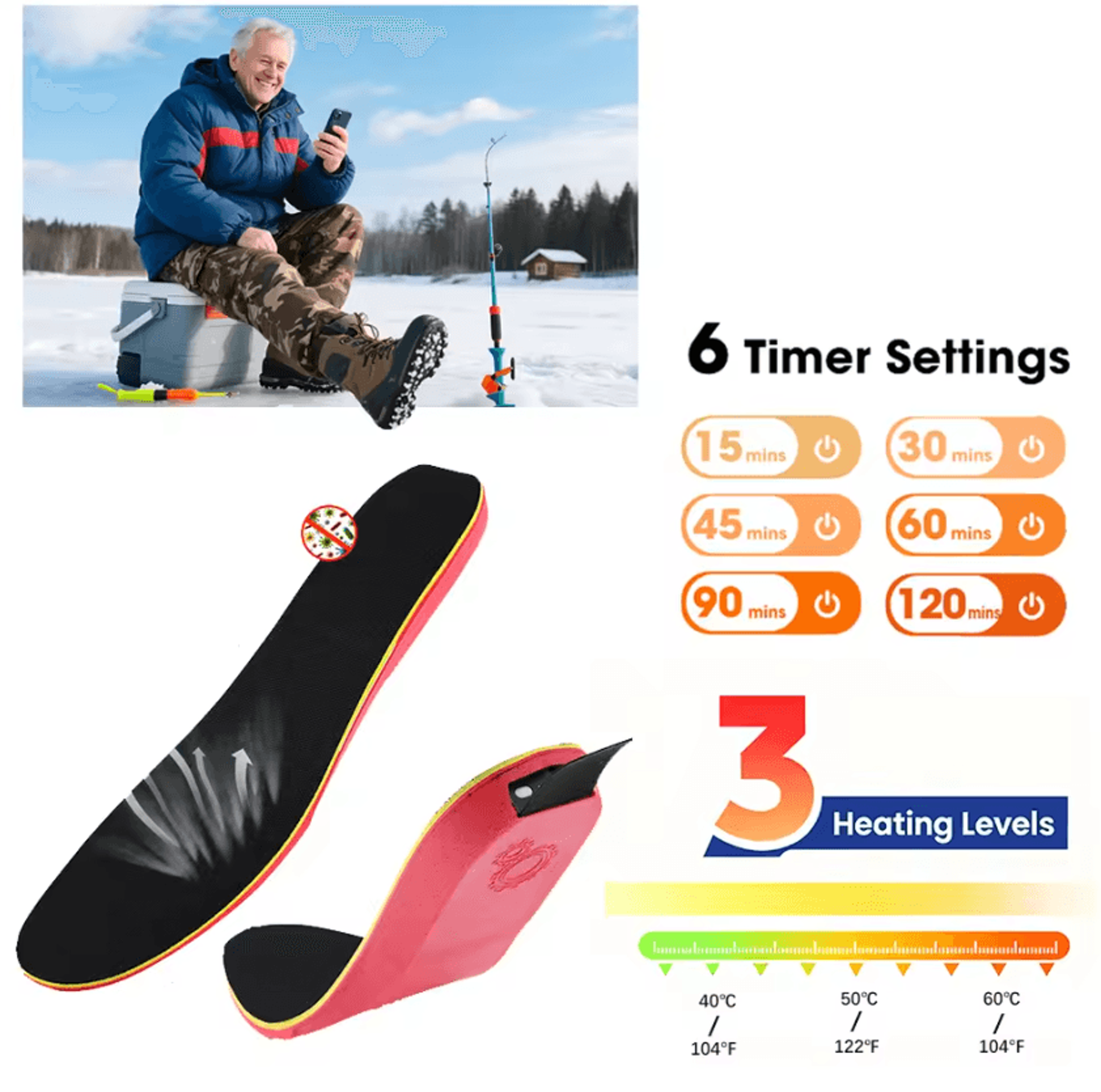 smart app-controlled heated insoles with wireless temperature adjustment