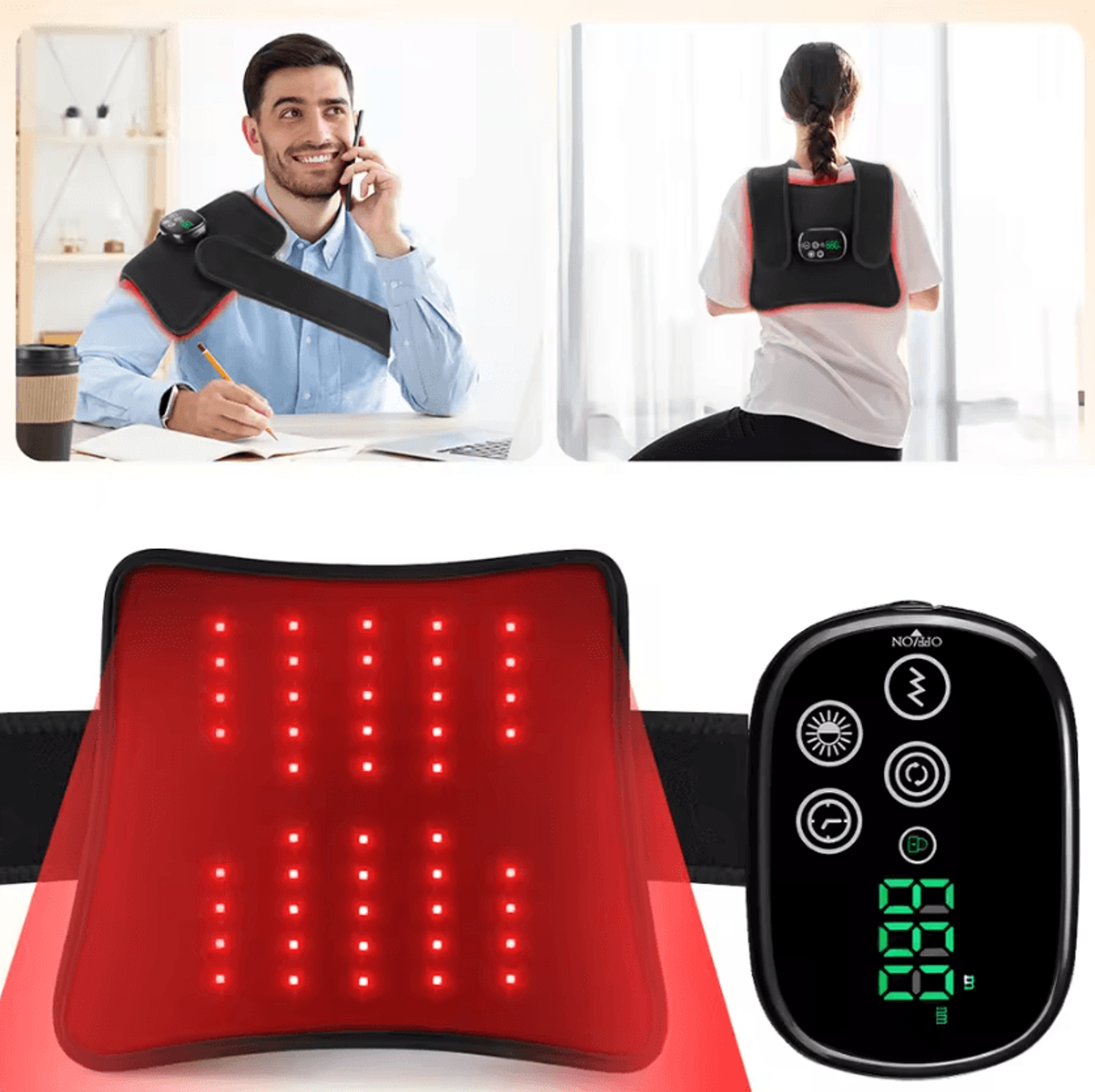 led heated wrap with vibration massage for shoulder, waist & knee