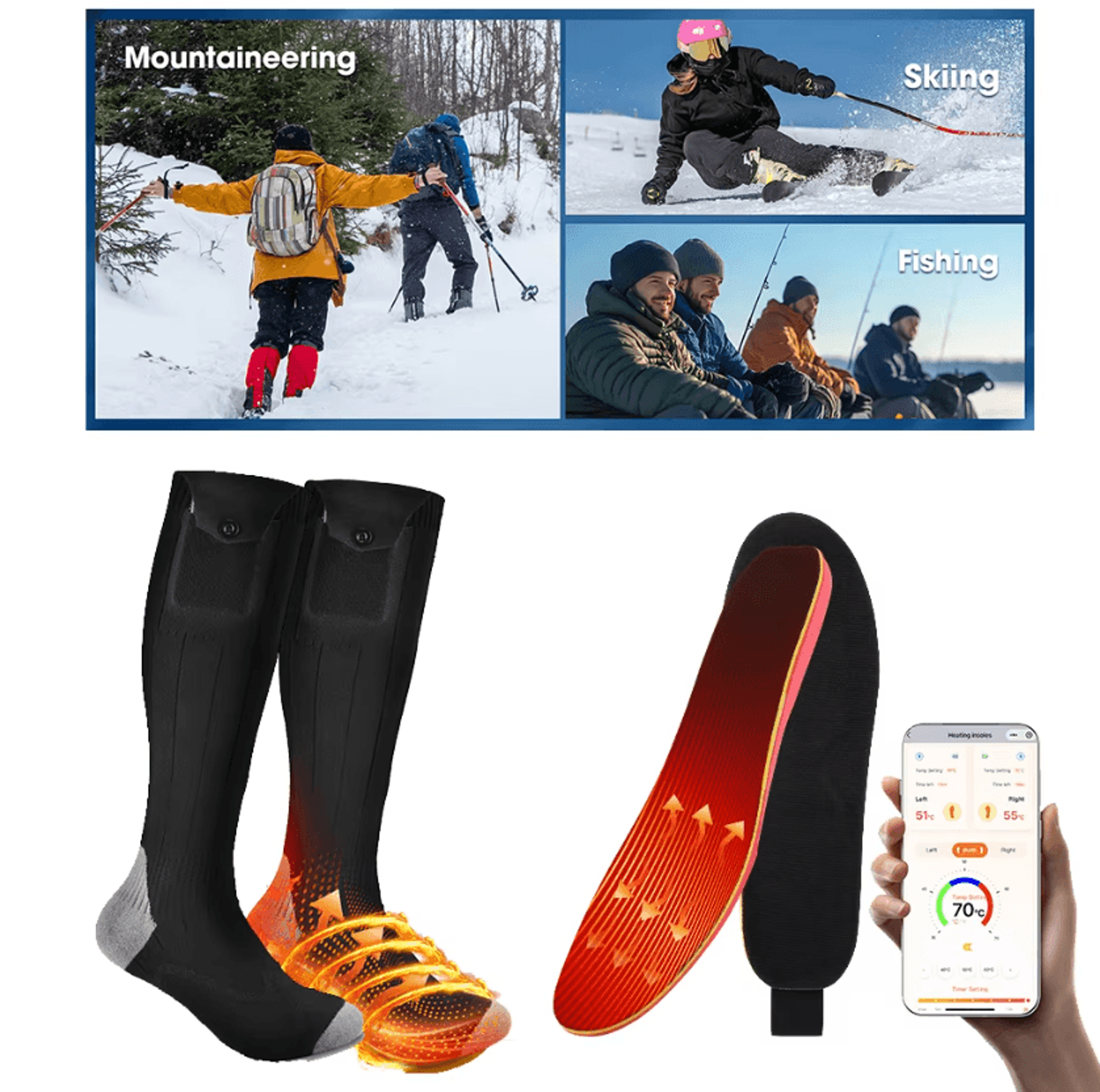 smart app-controlled heated insoles with rechargeable foot warming technology