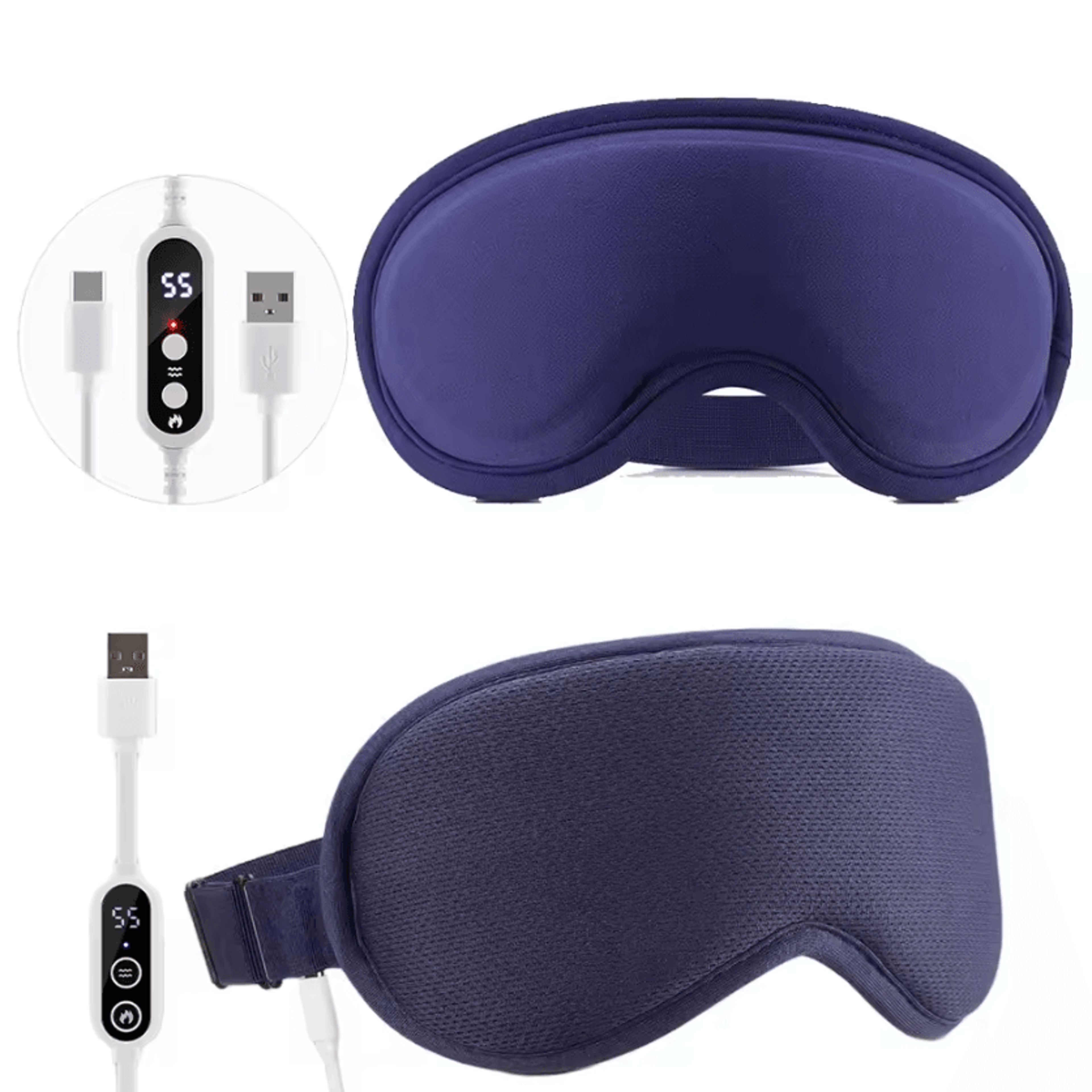 usb heated eye massager mask with vibration for eye relaxation & better sleep