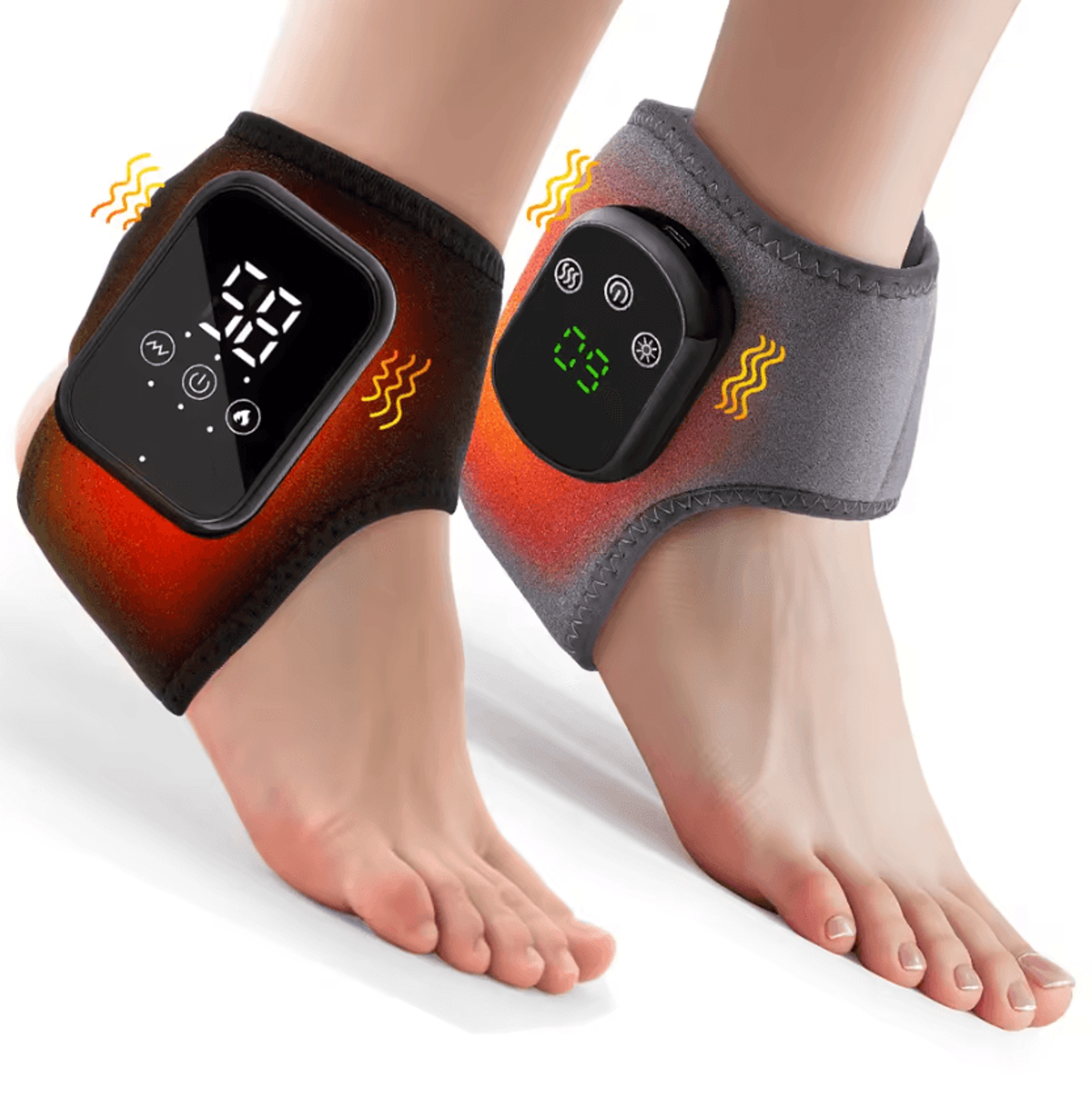 electric ankle massager with heat & vibration – cordless heated ankle brace for joint comfort & recovery